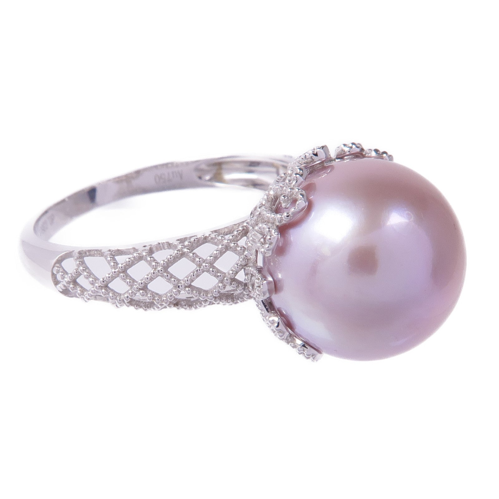 JEWELRY 18K白金Pearl Diamond Ring珍珠/鑽石戒指US#6.75