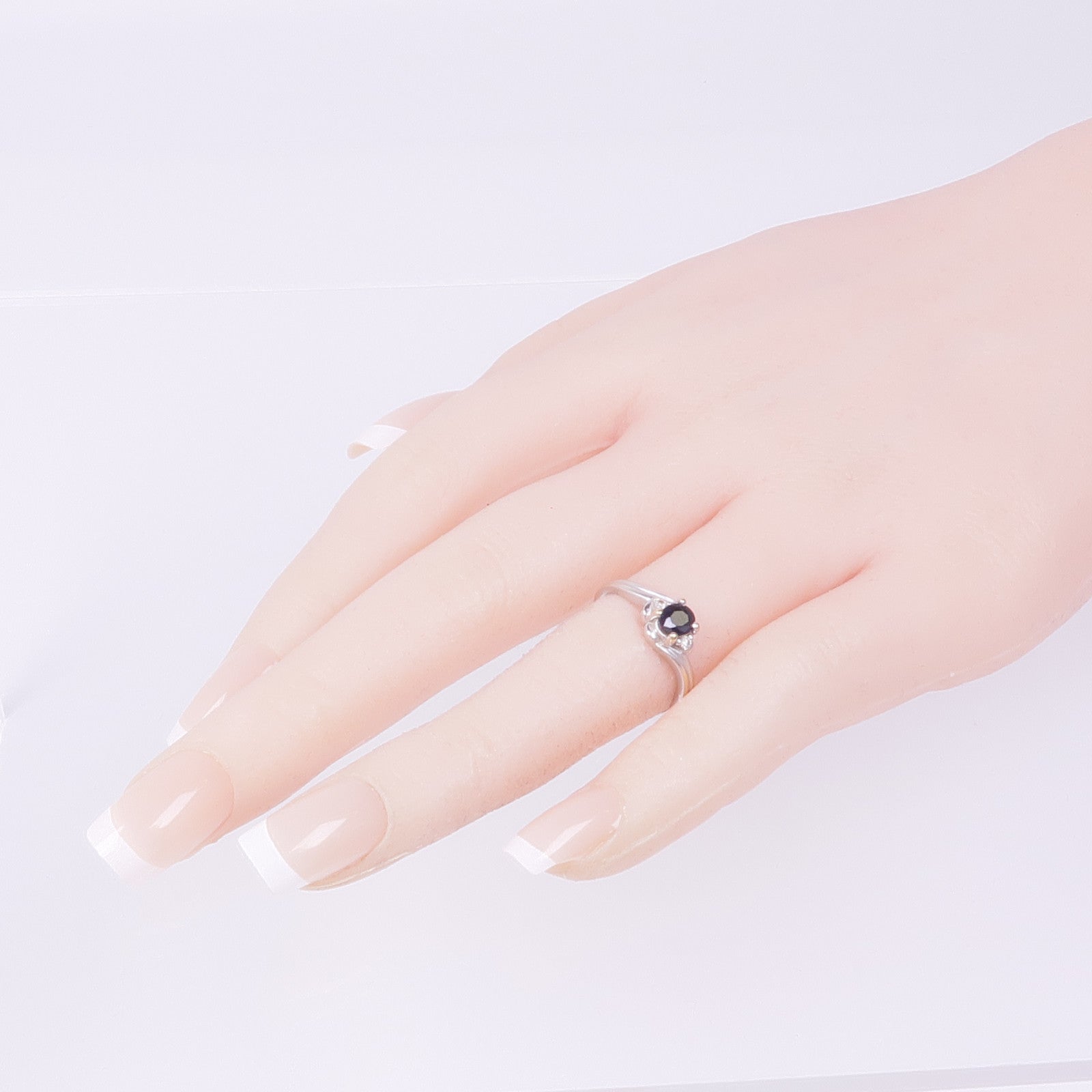 JEWELRY 18K白金Sapphire Diamond Ring藍寶石/鑽石戒指US#6