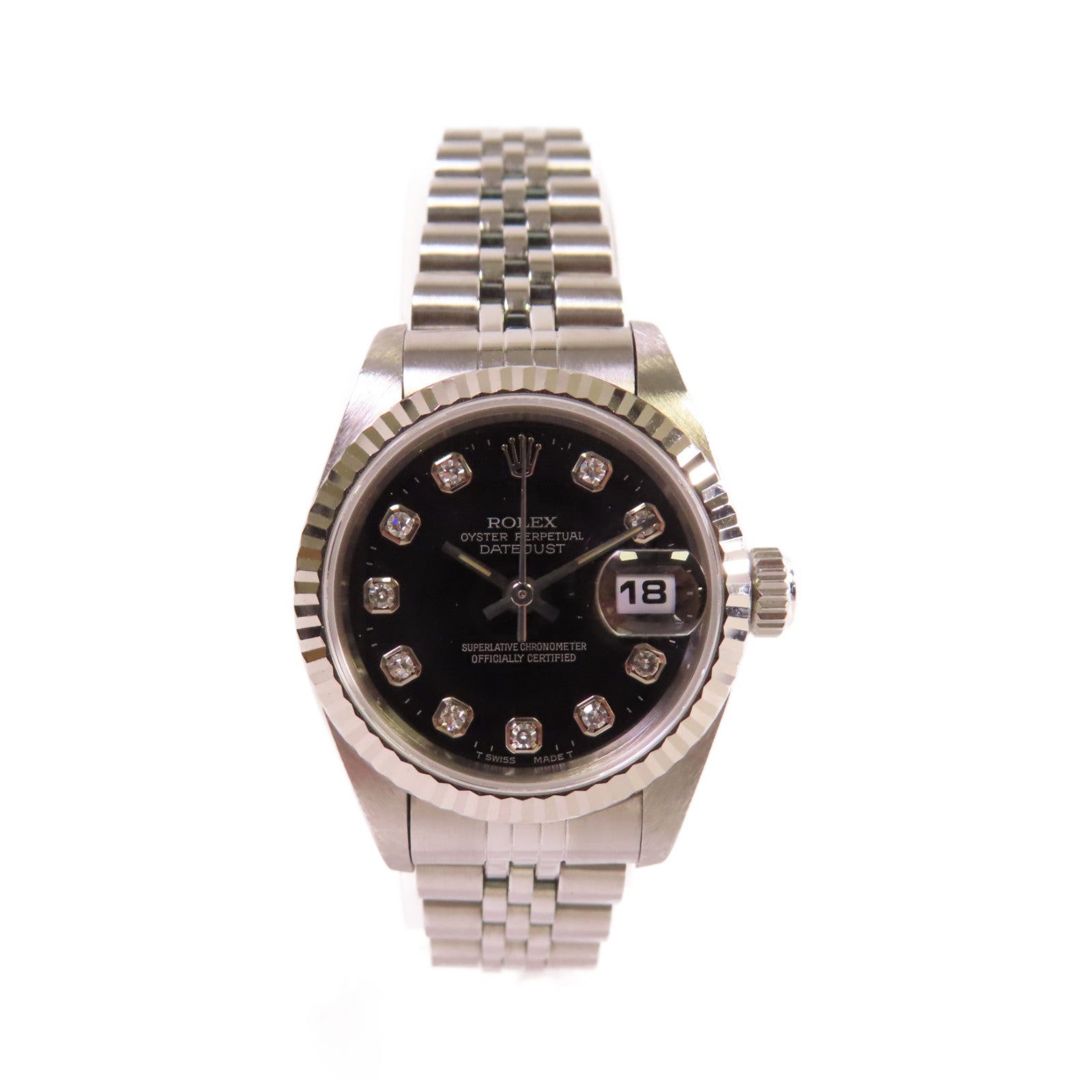 ROLEX Datejust 26mm Watch鑽石/不鏽鋼自動機芯手錶黑色