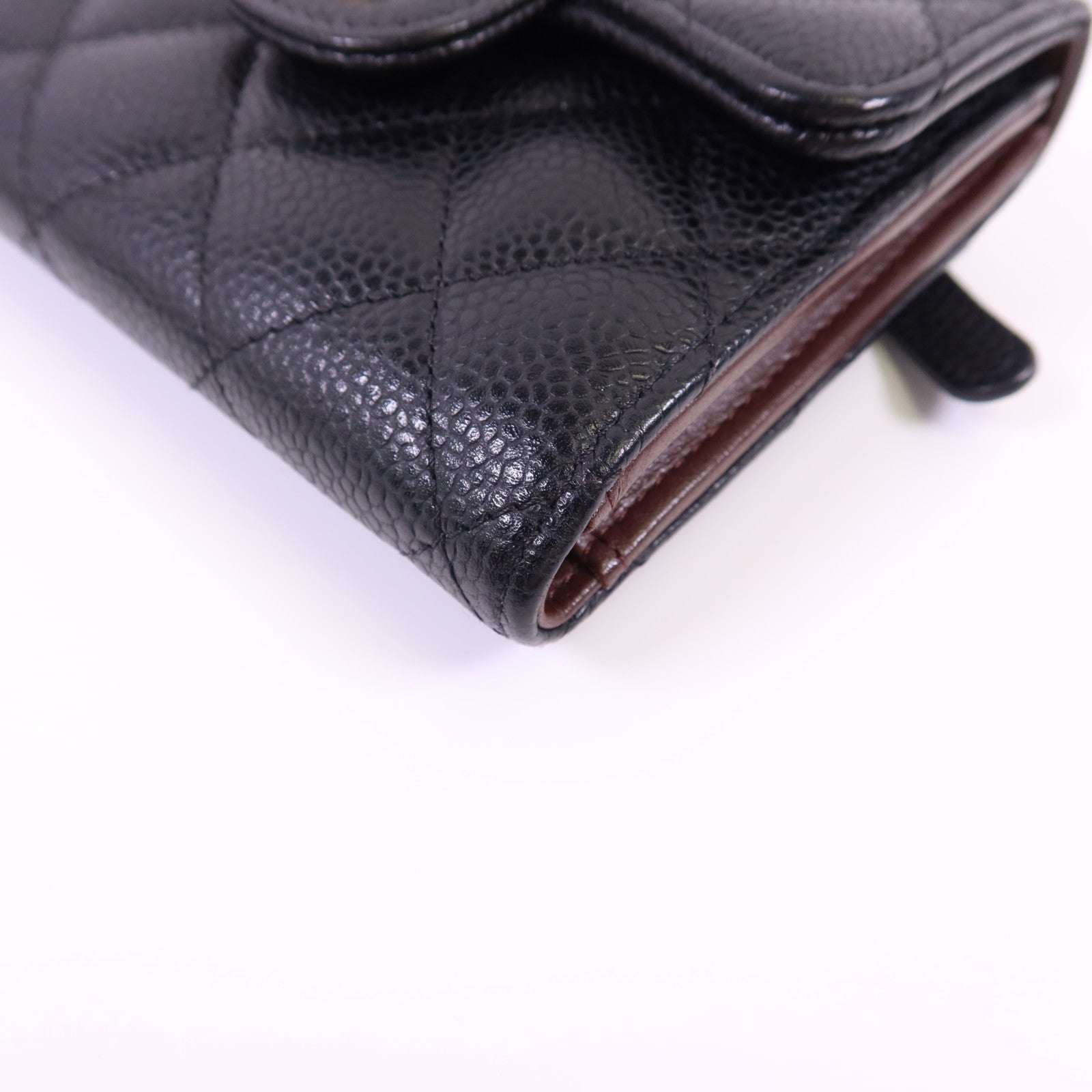 CHANEL 牛皮皮革Trifold Wallet金扣錢包