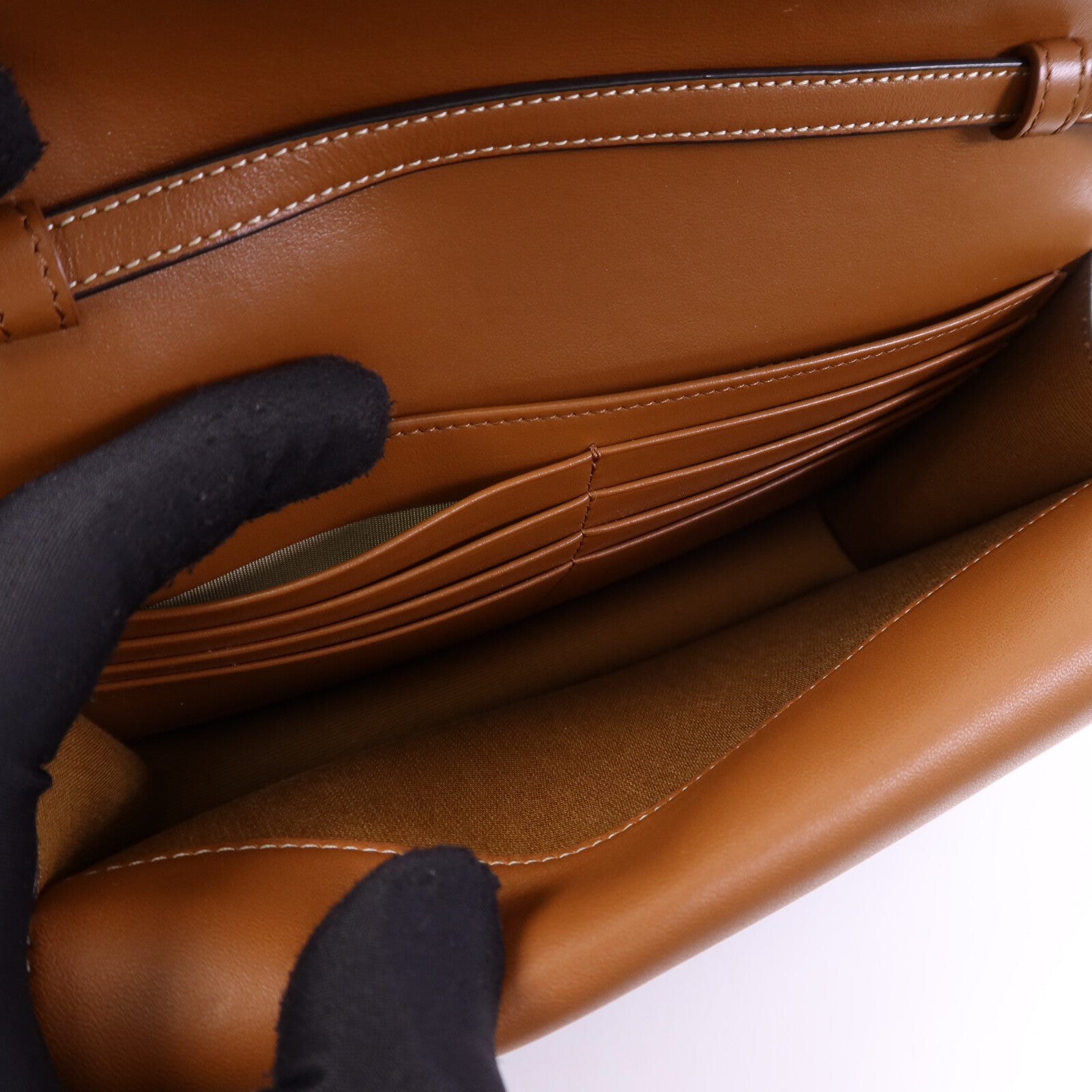 CELINE 塗層帆布/牛皮皮革Triomphe Wallet On Strap金扣肩背袋