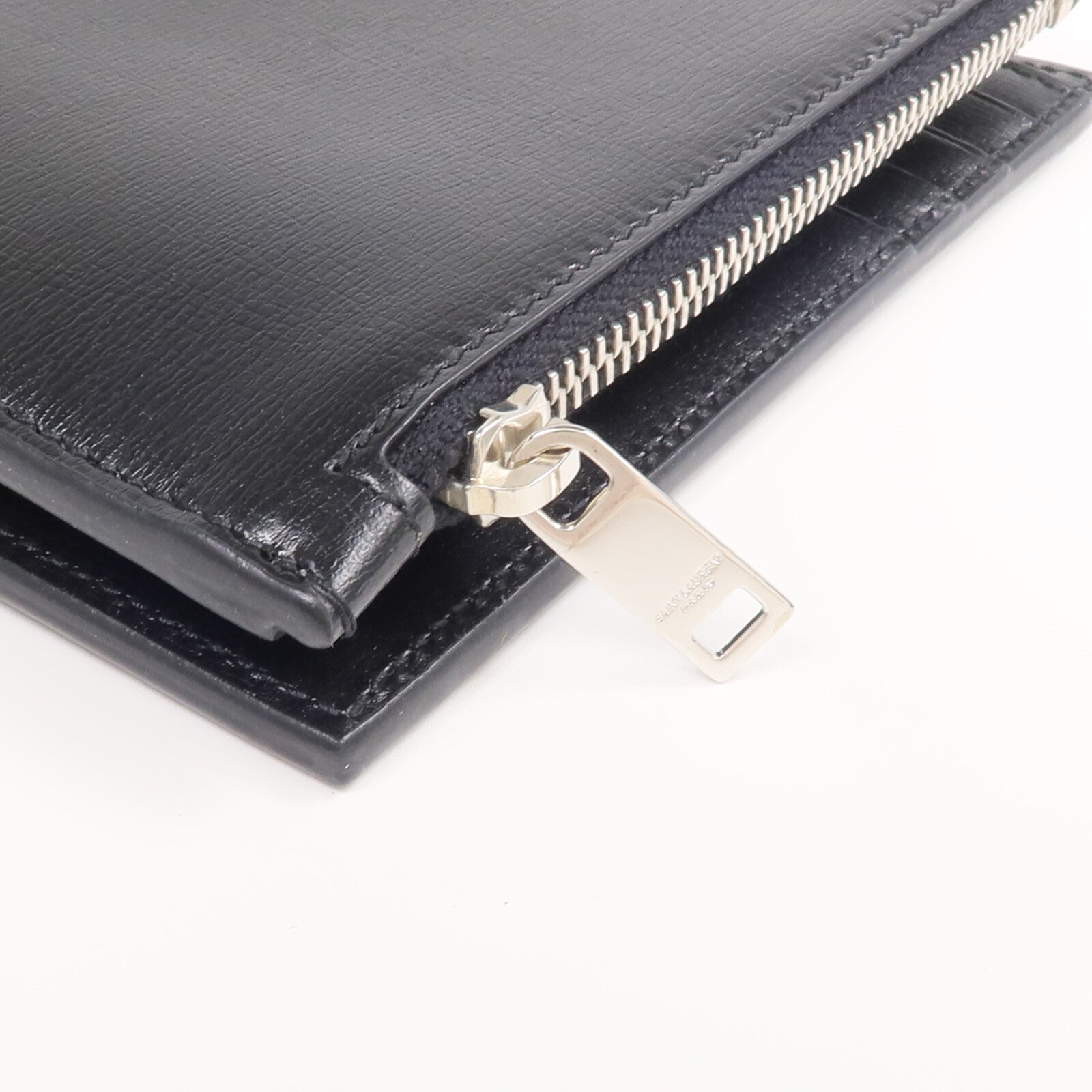 SAINT LAURENT 牛皮皮革Bi-fold Wallet銀扣錢包