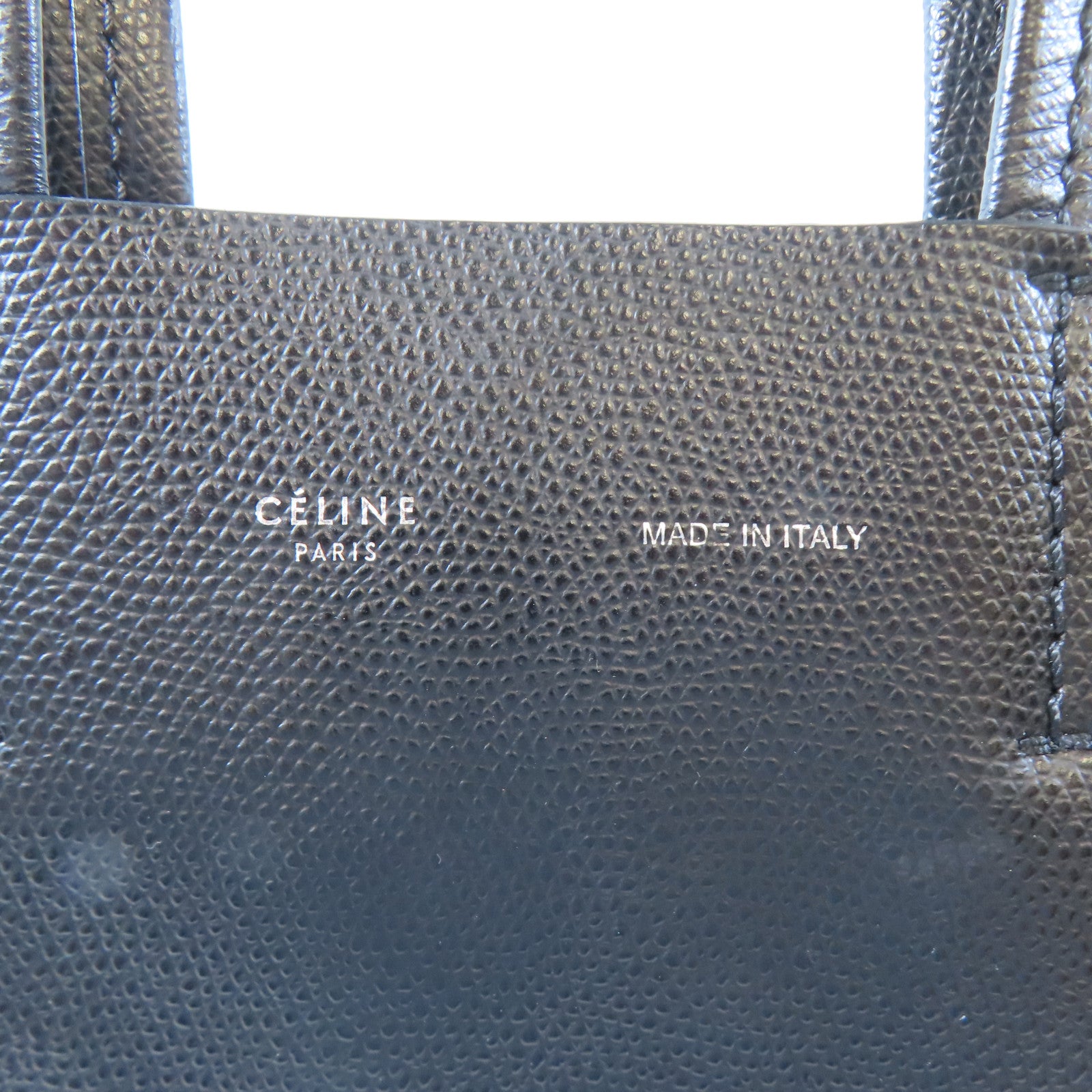 CELINE 牛皮皮革Handbag銀扣手挽袋黑色