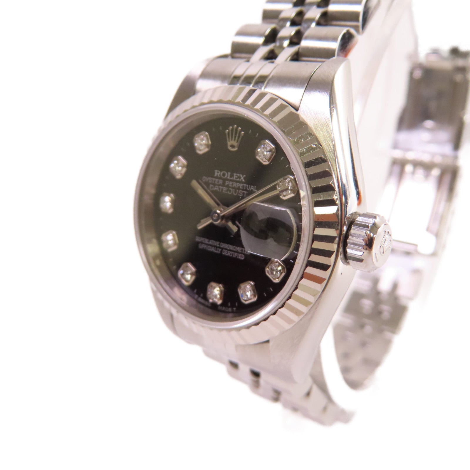 ROLEX Datejust 26mm Watch鑽石/不鏽鋼自動機芯手錶黑色