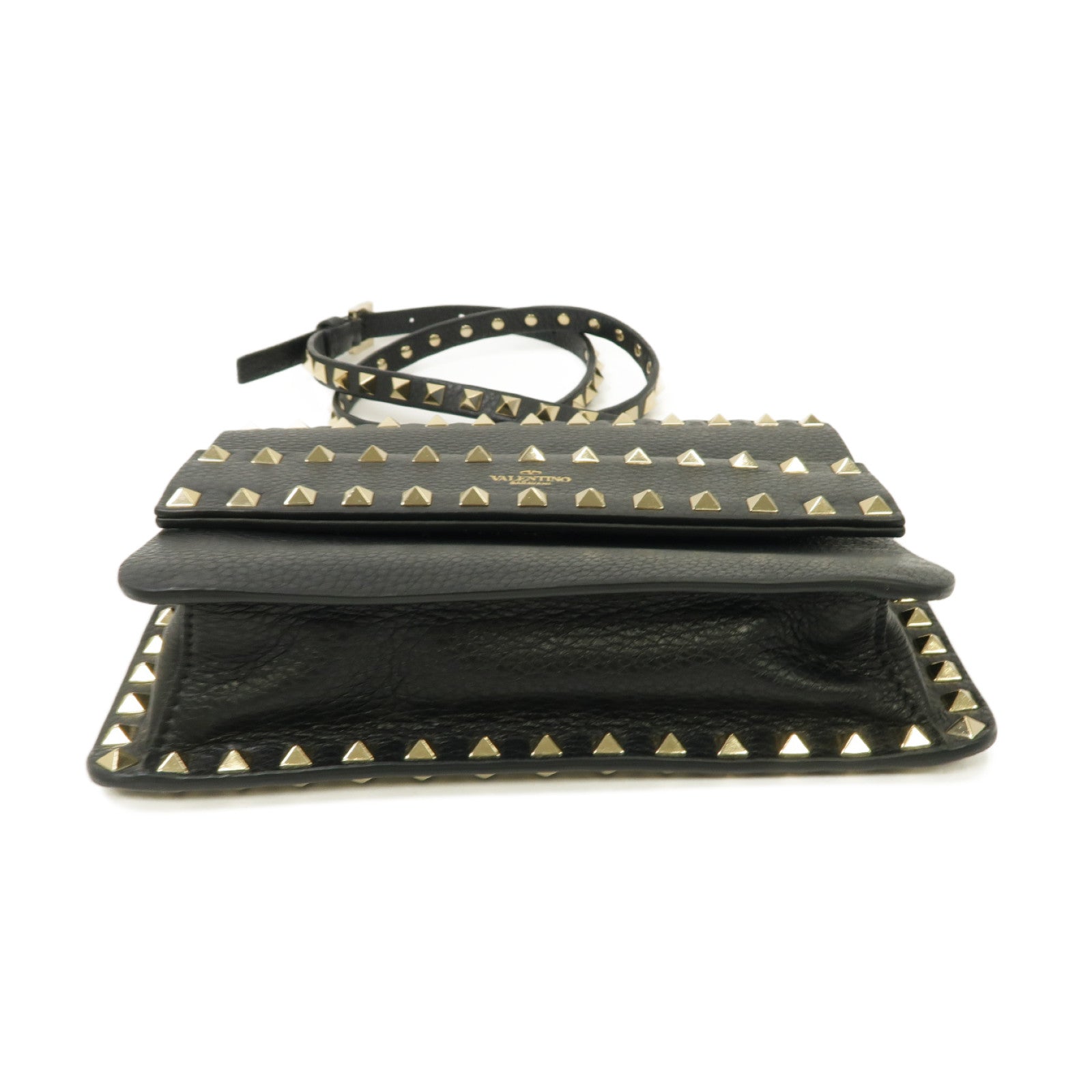 Valentino 牛皮皮革Garavani Rockstud金扣肩背袋黑色