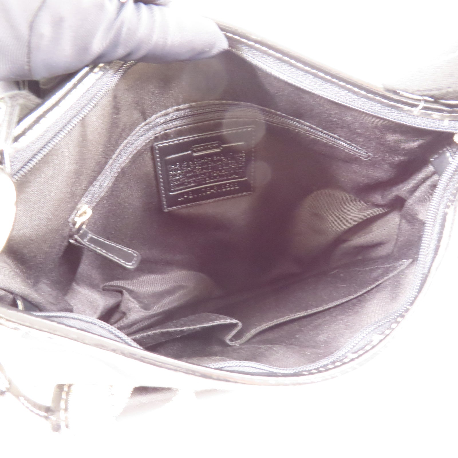 COACH 帆布Shoulder Bag銀扣肩背袋