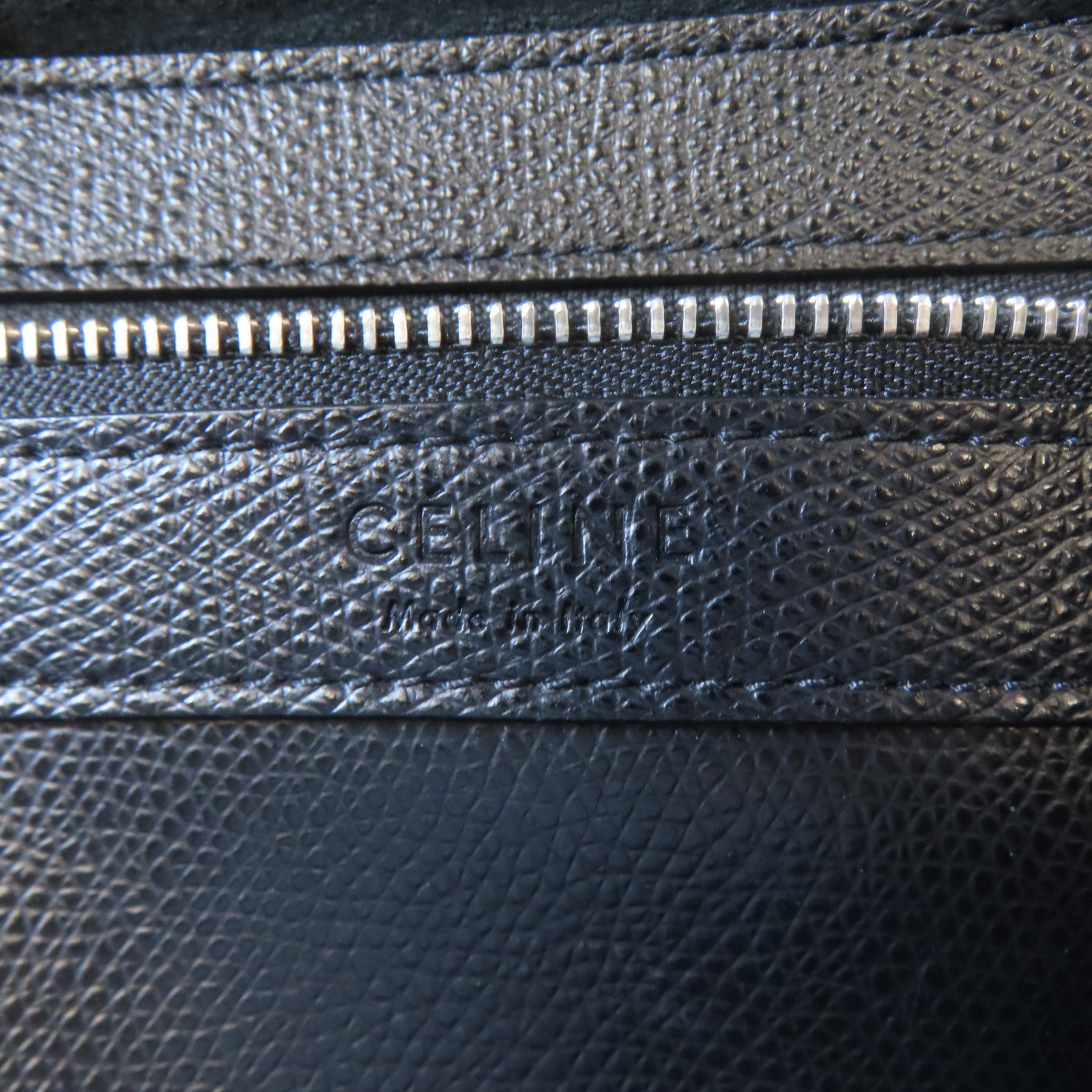 CELINE 牛皮皮革Handbag銀扣手挽袋黑色