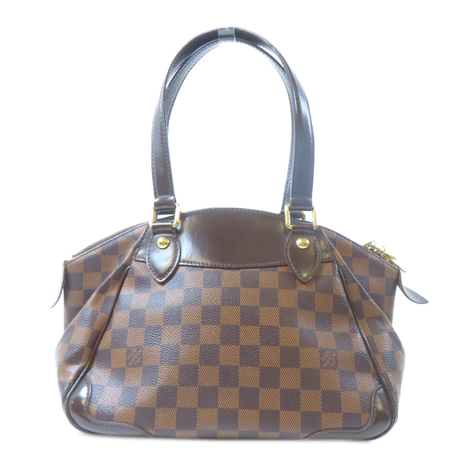 LOUIS VUITTON 【激減優惠】Damier Ebene Verona PM金扣手挽袋啡色