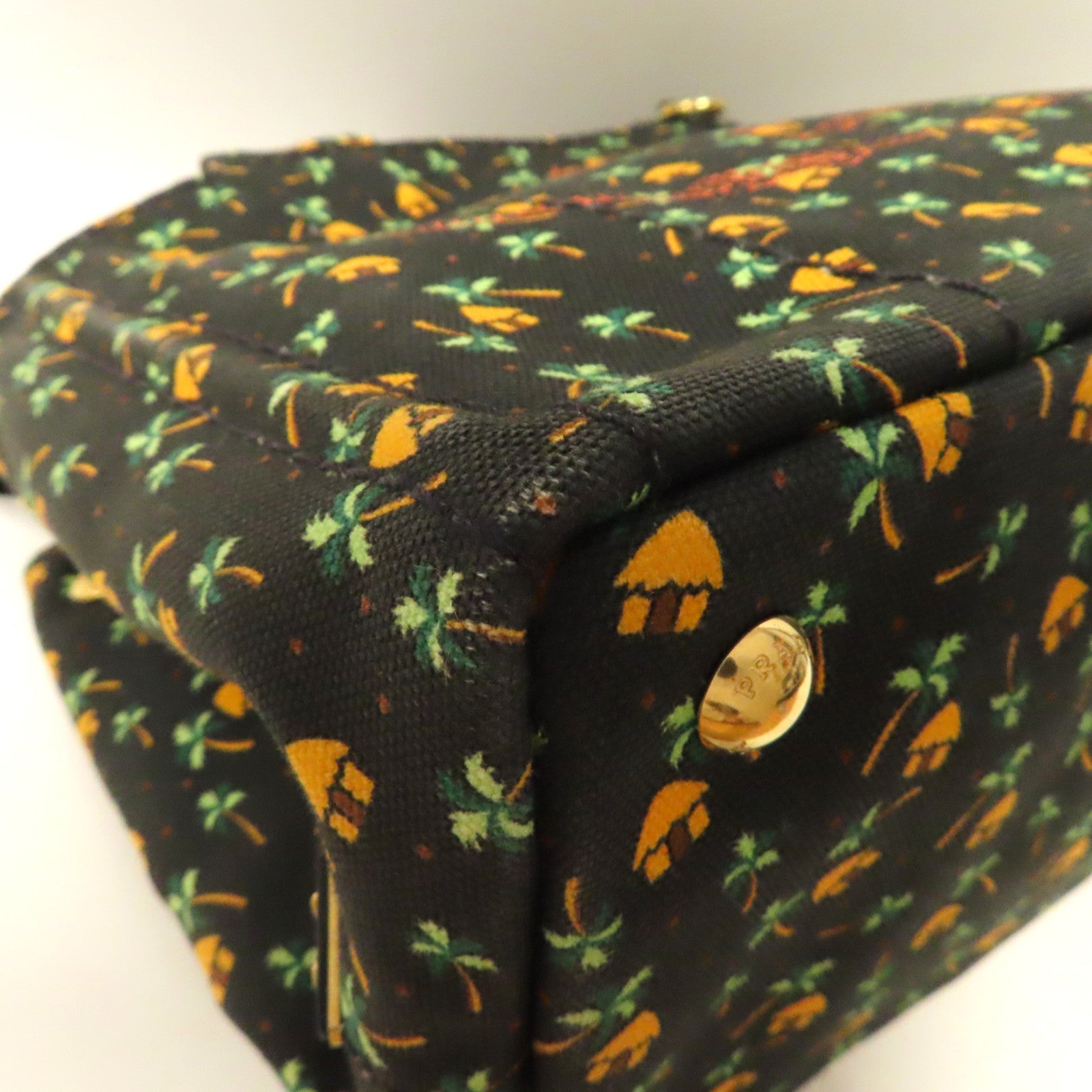 PRADA 【激減優惠】牛仔布Canapa Tote Bag金扣手挽肩背兩用袋黑色