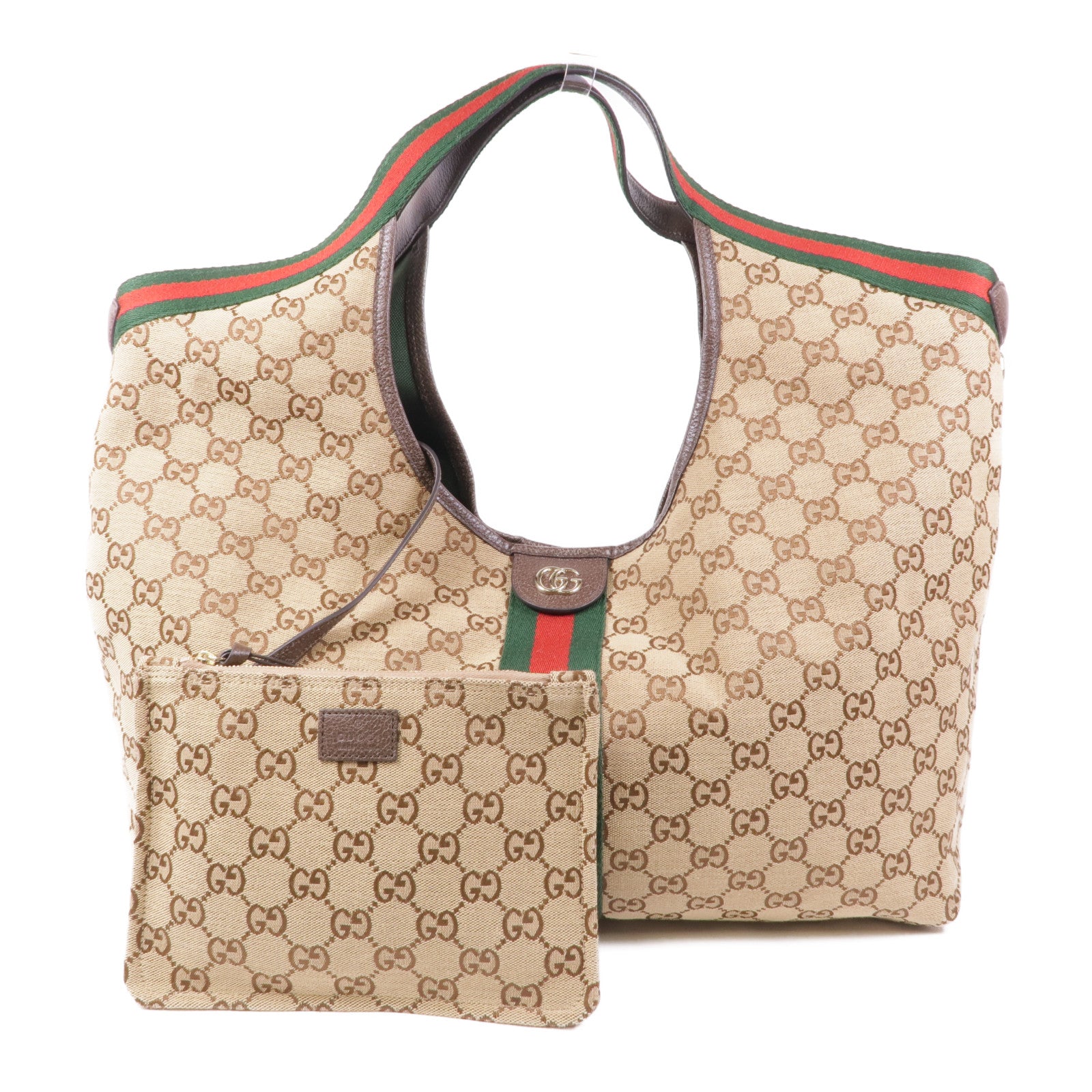 GUCCI 帆布Giglio Large Tote Bag銀扣肩背袋
