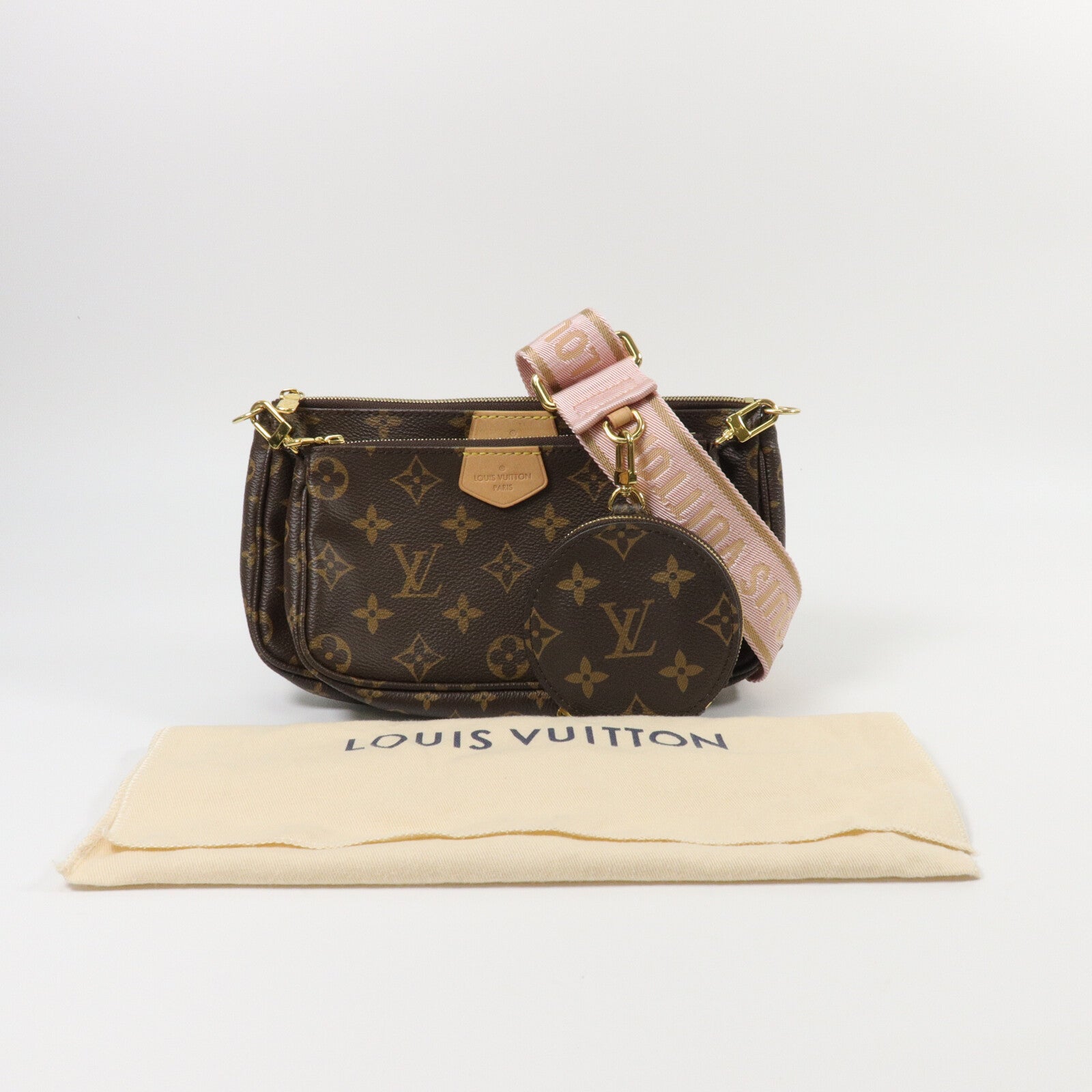 LOUIS VUITTON Monogram Multi Pochette Accessoires金扣手挽肩背兩用袋
