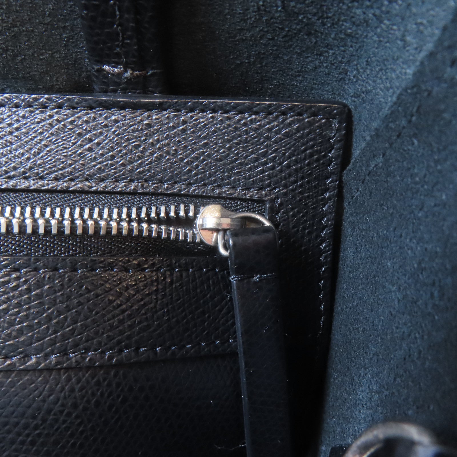 CELINE 牛皮皮革Handbag銀扣手挽袋黑色