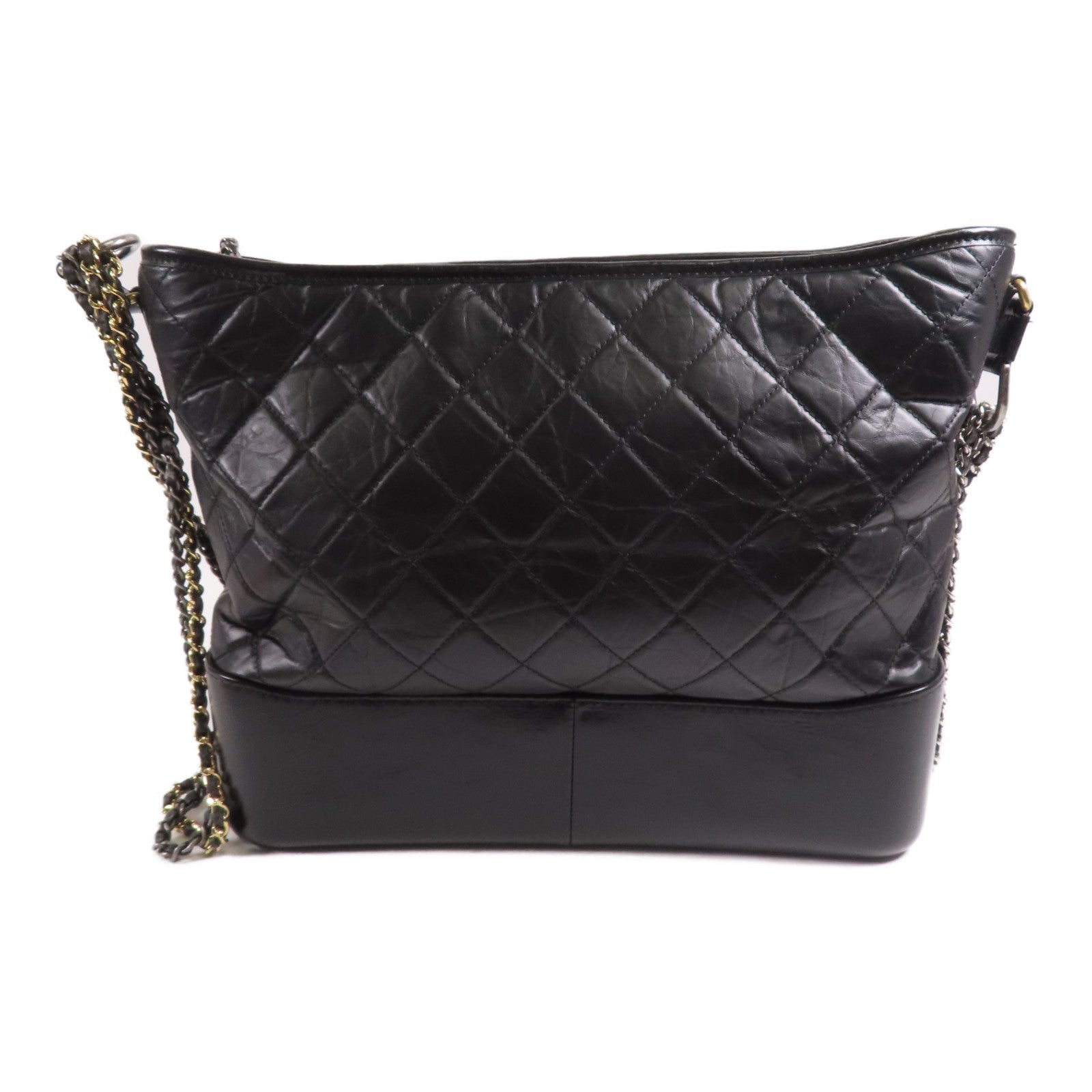 CHANEL CC Gabrielle Chain Shoulder Bag Calfskin Leather Black