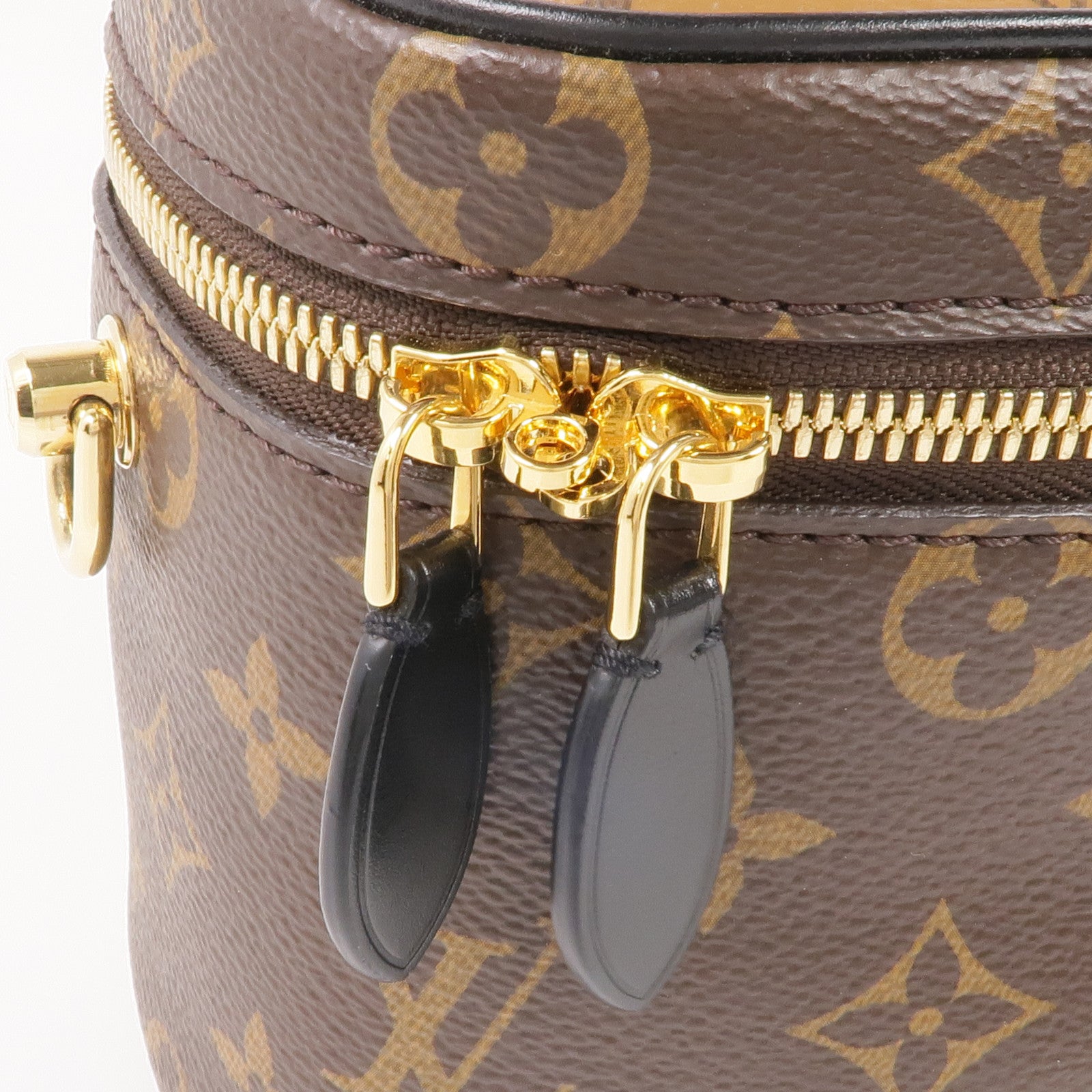 LOUIS VUITTON Monogram/Monogram Reverse Vanity PM金扣手挽肩背兩用袋棕色