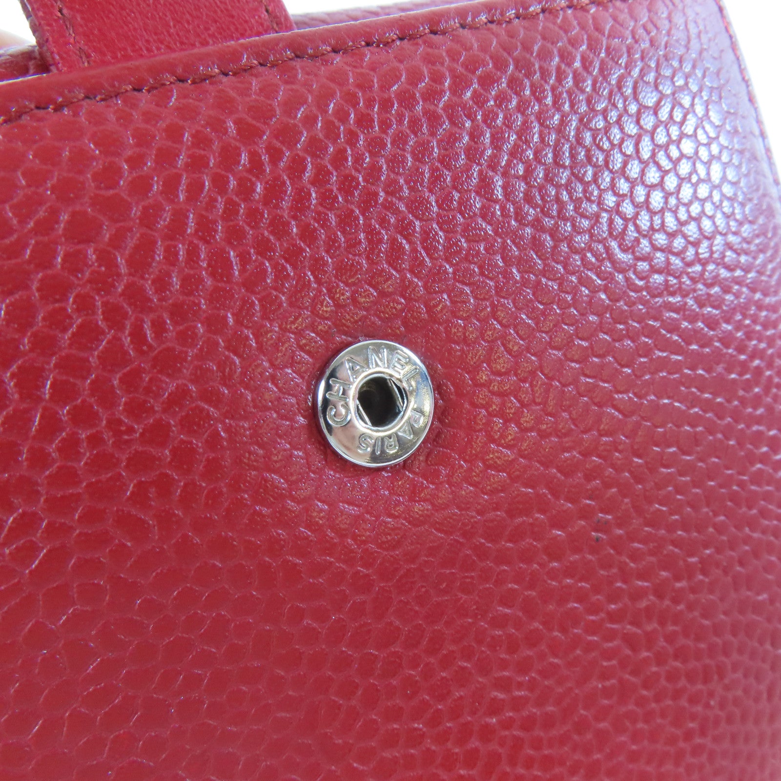 CHANEL 【激減優惠】Caviar皮革Wallet銀扣錢包紅色