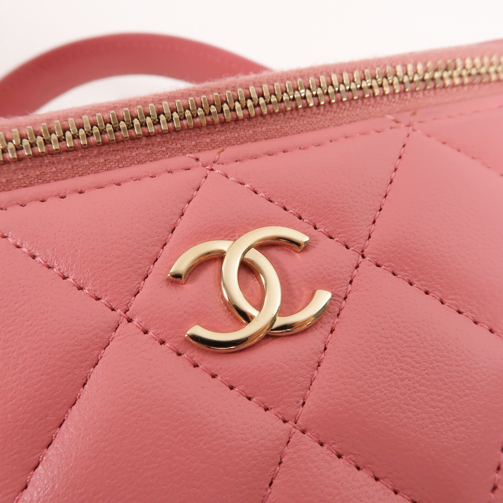 CHANEL 羊皮皮革Handle Vanity Case鏈帶手挽肩背兩用袋