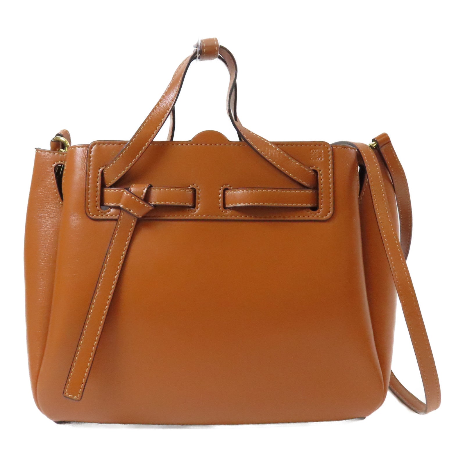 LOEWE 【激減優惠】牛皮皮革Lazo Bucket金扣手挽肩背兩用袋啡色