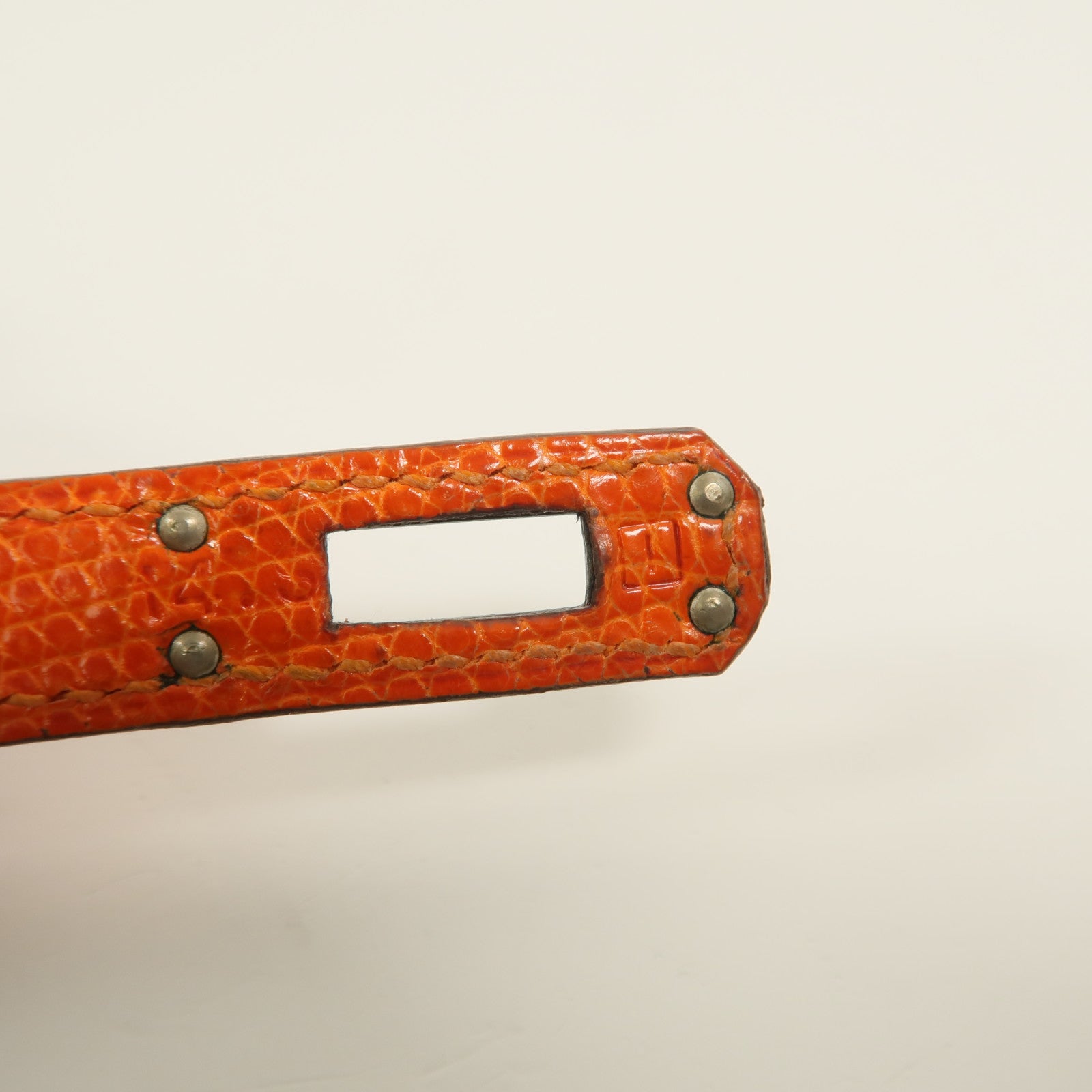 HERMES Lizard皮革Kelly Pochette手挽袋Feu Orange