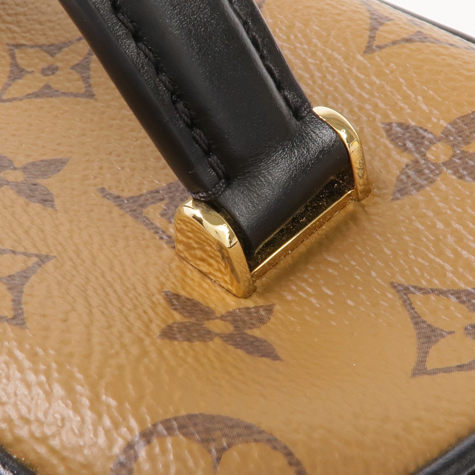 LOUIS VUITTON Monogram/Monogram Reverse Vanity PM金扣手挽肩背兩用袋棕色