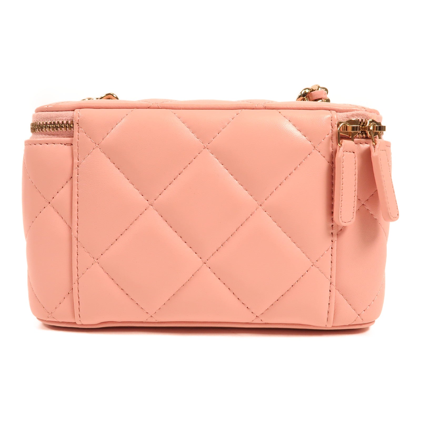 CHANEL CC GHW Vanity Chain Shoulder Bag Lambskin Leather Pink
