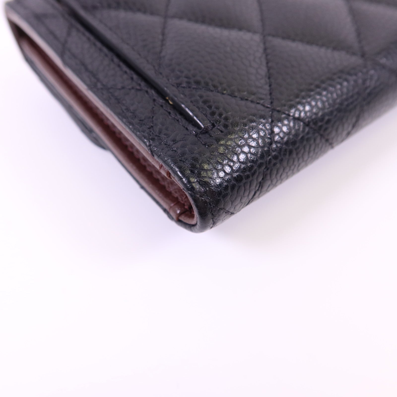 CHANEL 牛皮皮革Trifold Wallet金扣錢包