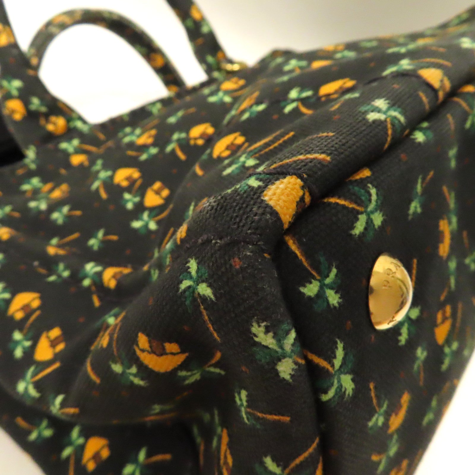 PRADA 【激減優惠】牛仔布Canapa Tote Bag金扣手挽肩背兩用袋黑色