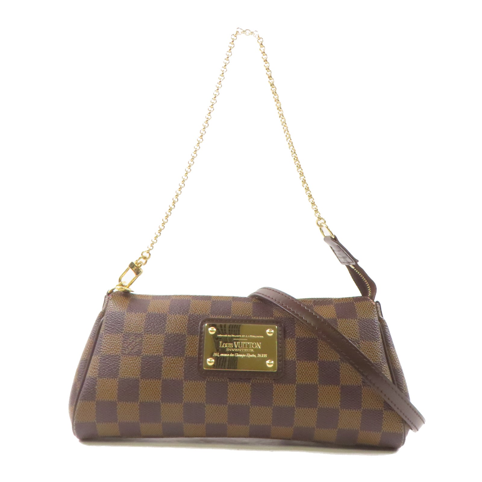 LOUIS VUITTON Damier Eva金扣手挽肩背兩用袋棕色