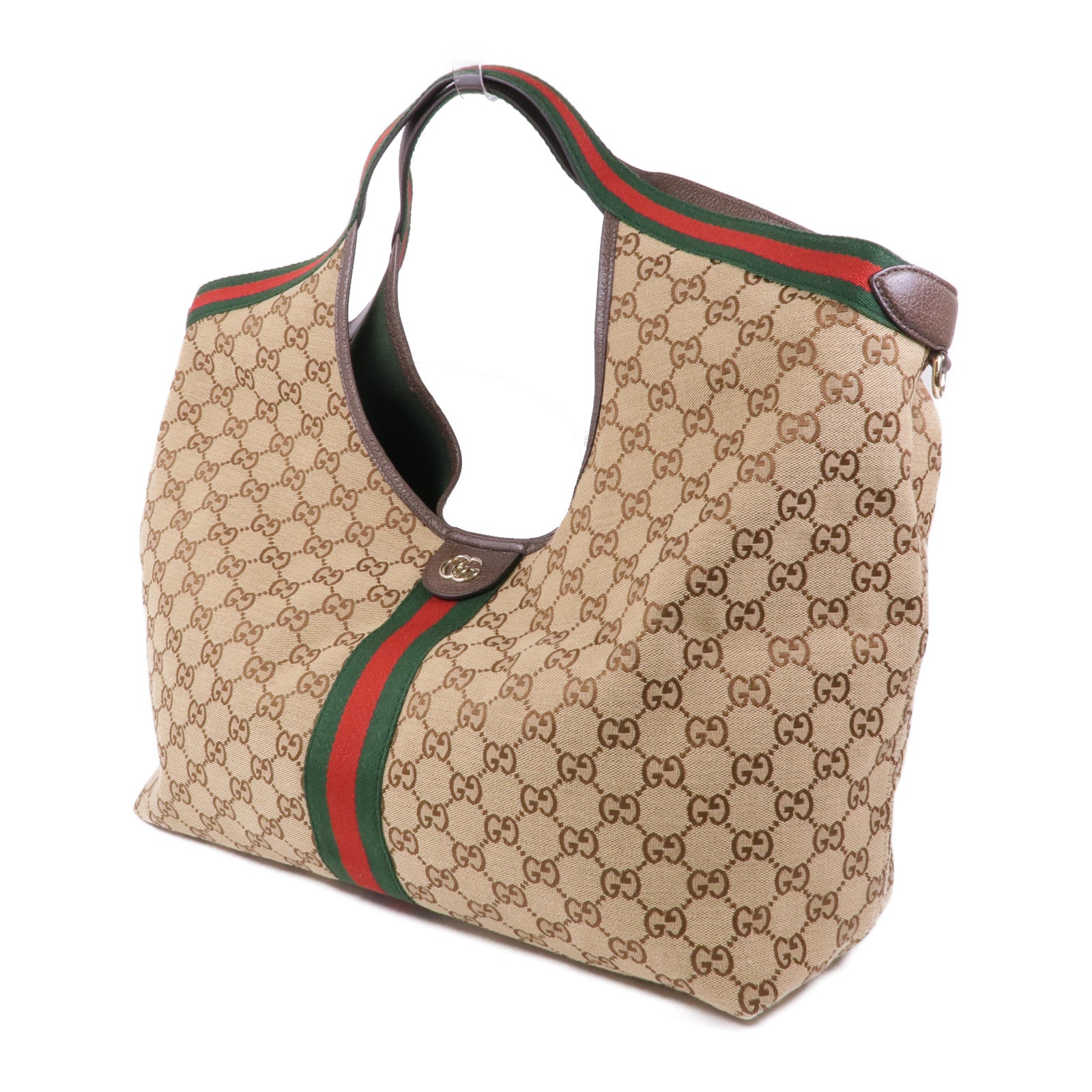 GUCCI 帆布Giglio Large Tote Bag銀扣肩背袋