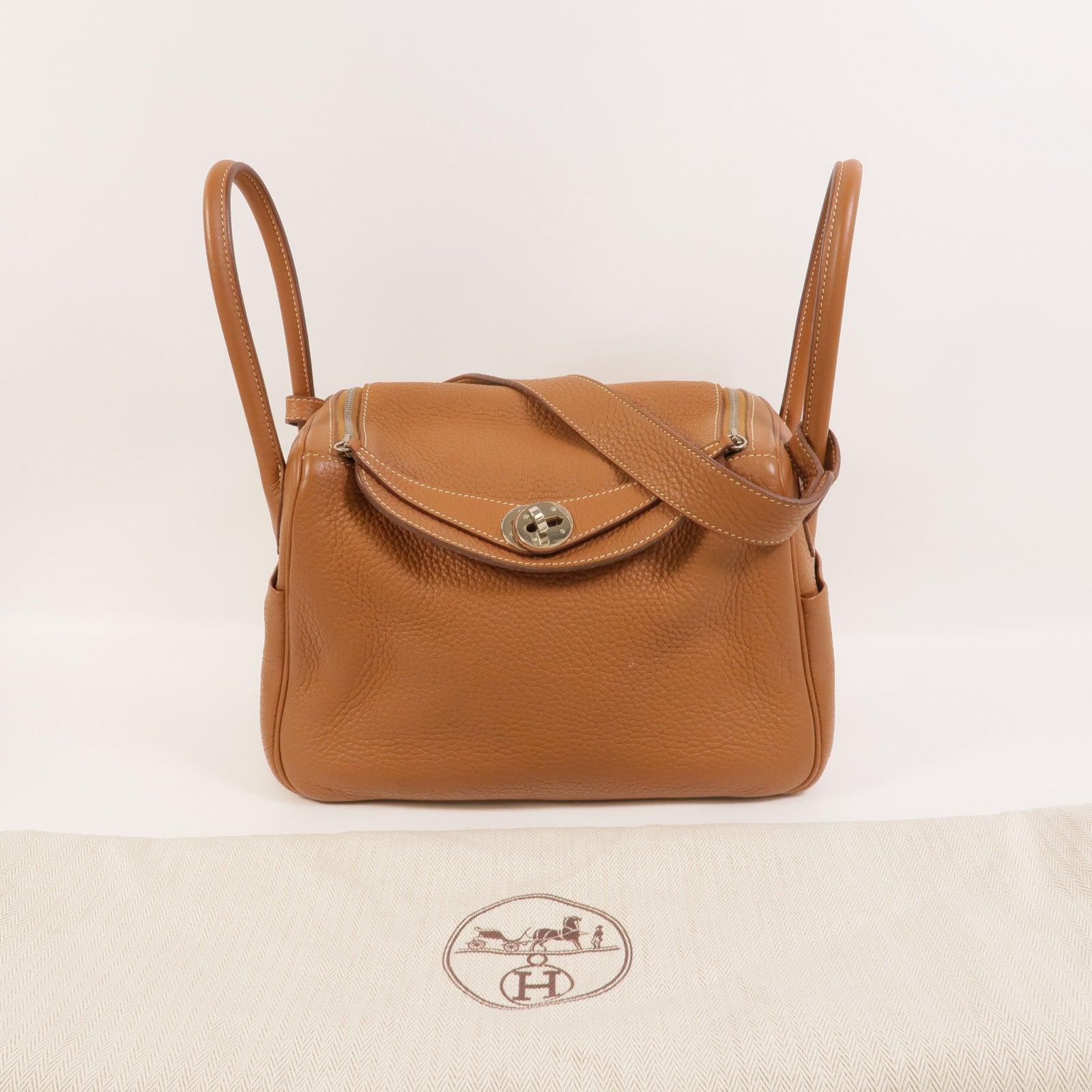 HERMES Clemence皮革Lindy 26手挽肩背兩用袋Gold