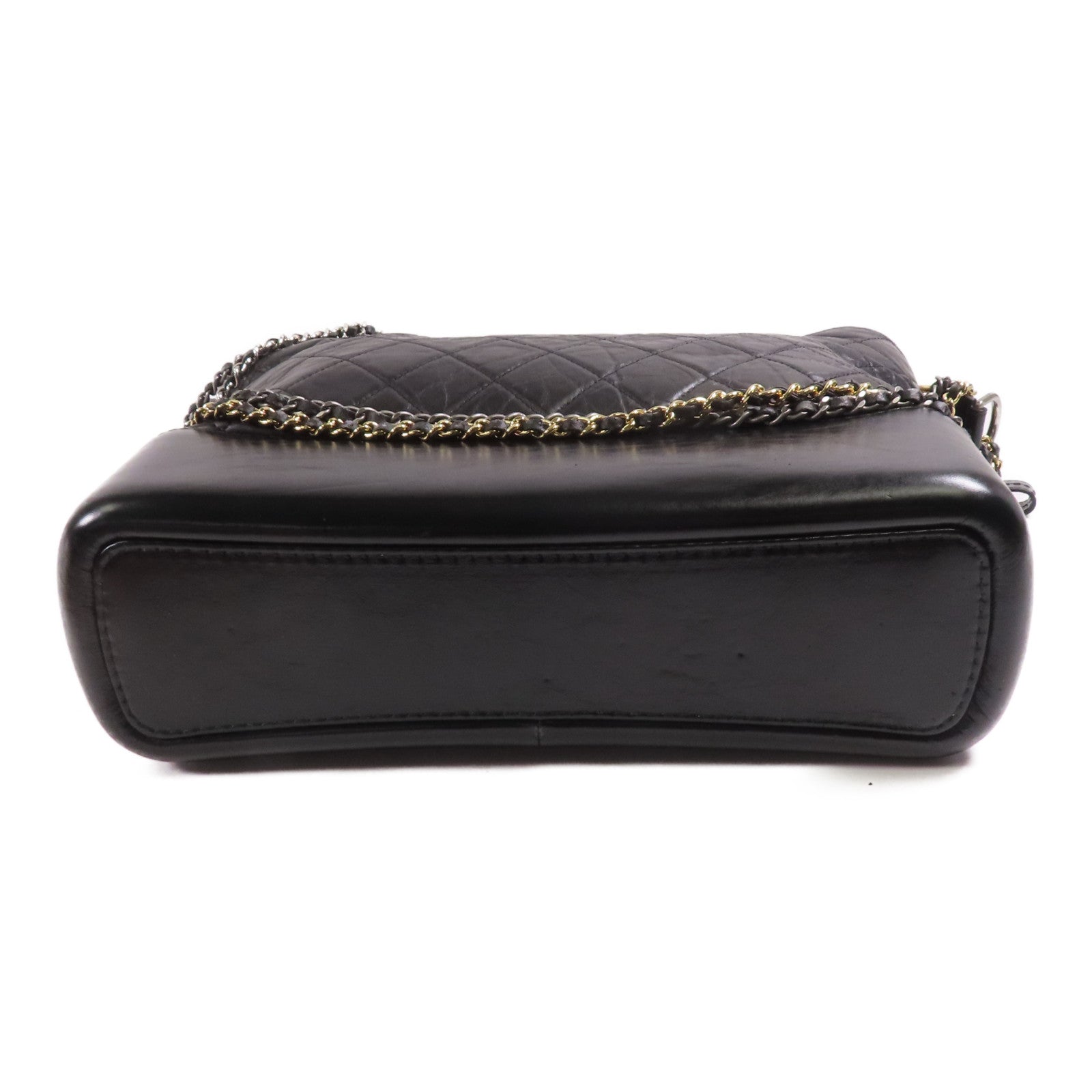 CHANEL CC Gabrielle Chain Shoulder Bag Calfskin Leather Black