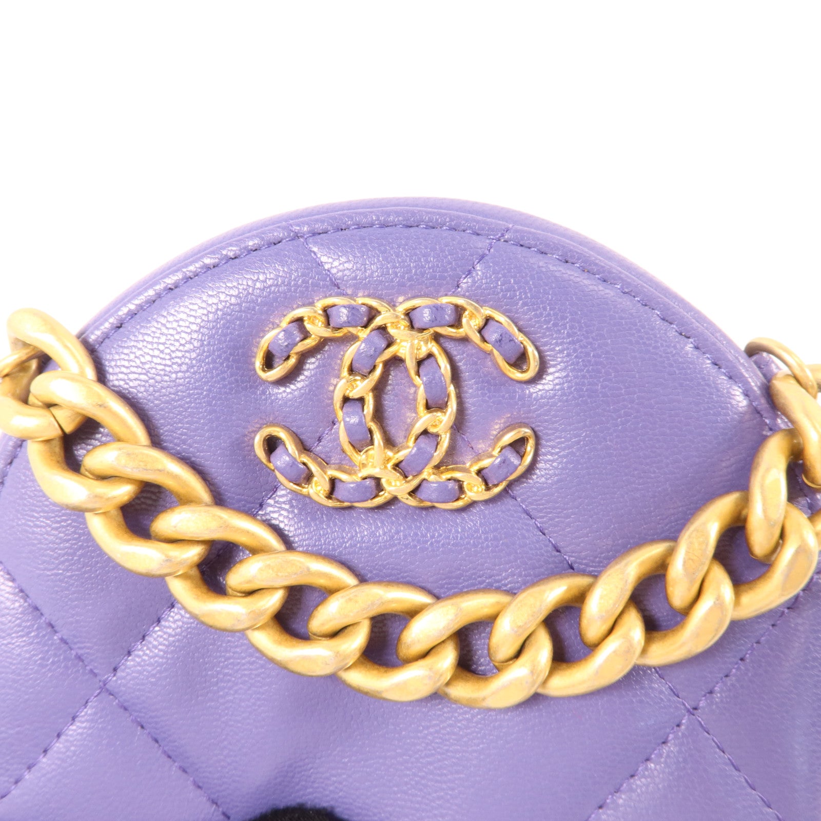 CHANEL 羊皮皮革Chanel 19 Round Clutch With Chain鏈帶肩背袋