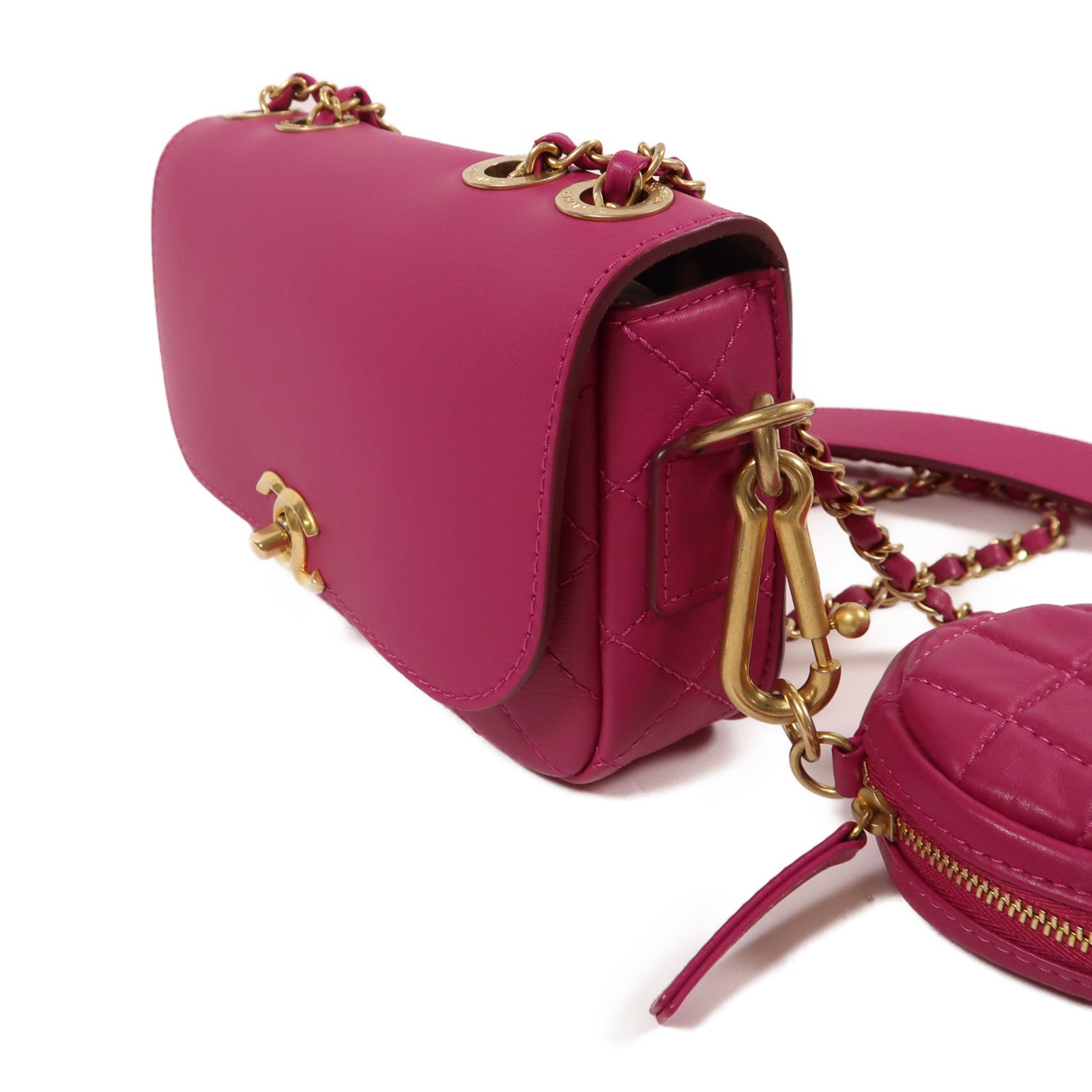 CHANEL 牛皮皮革Shoulder Bag金扣鏈帶肩背袋