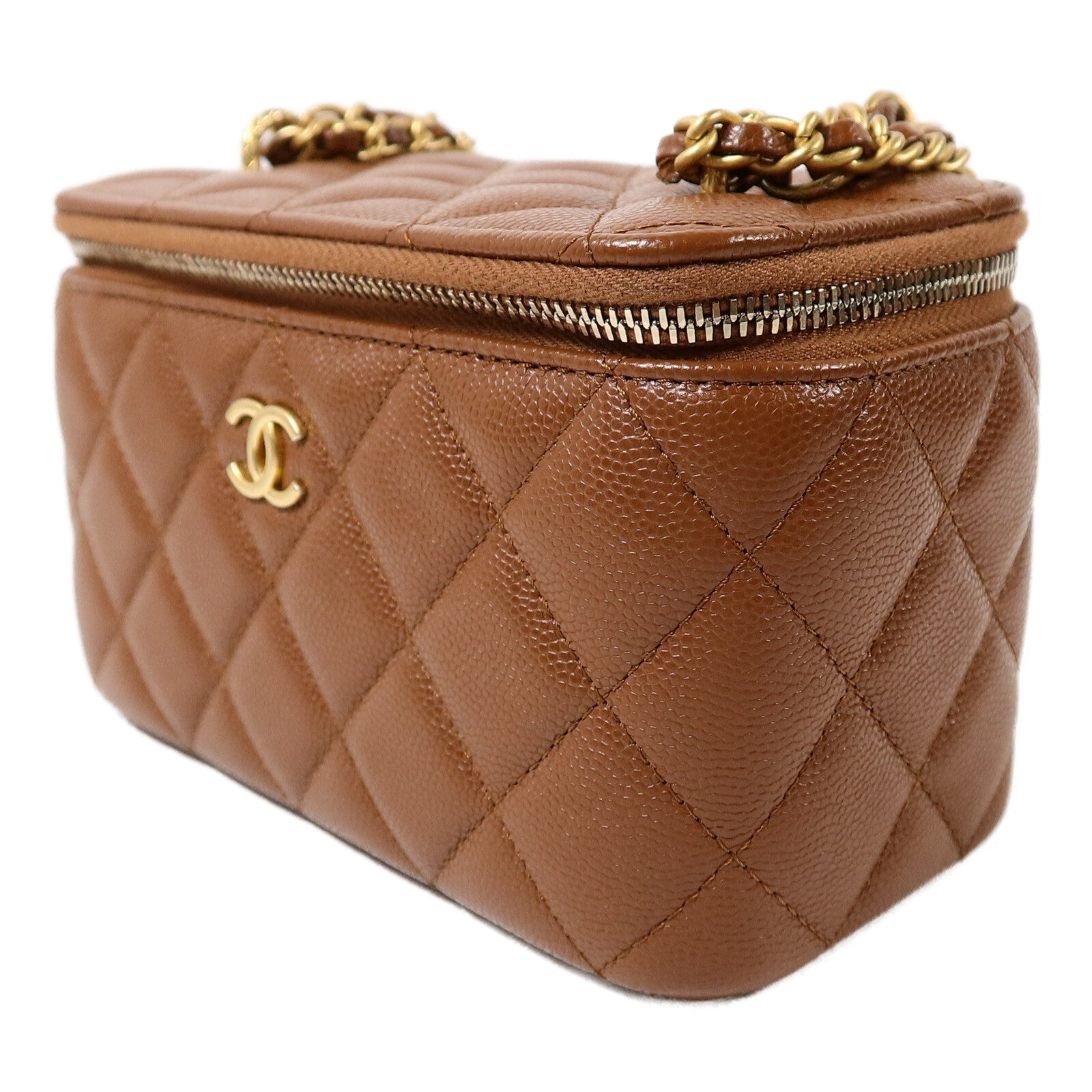 CHANEL 牛皮皮革Vanity Case鏈帶肩背袋