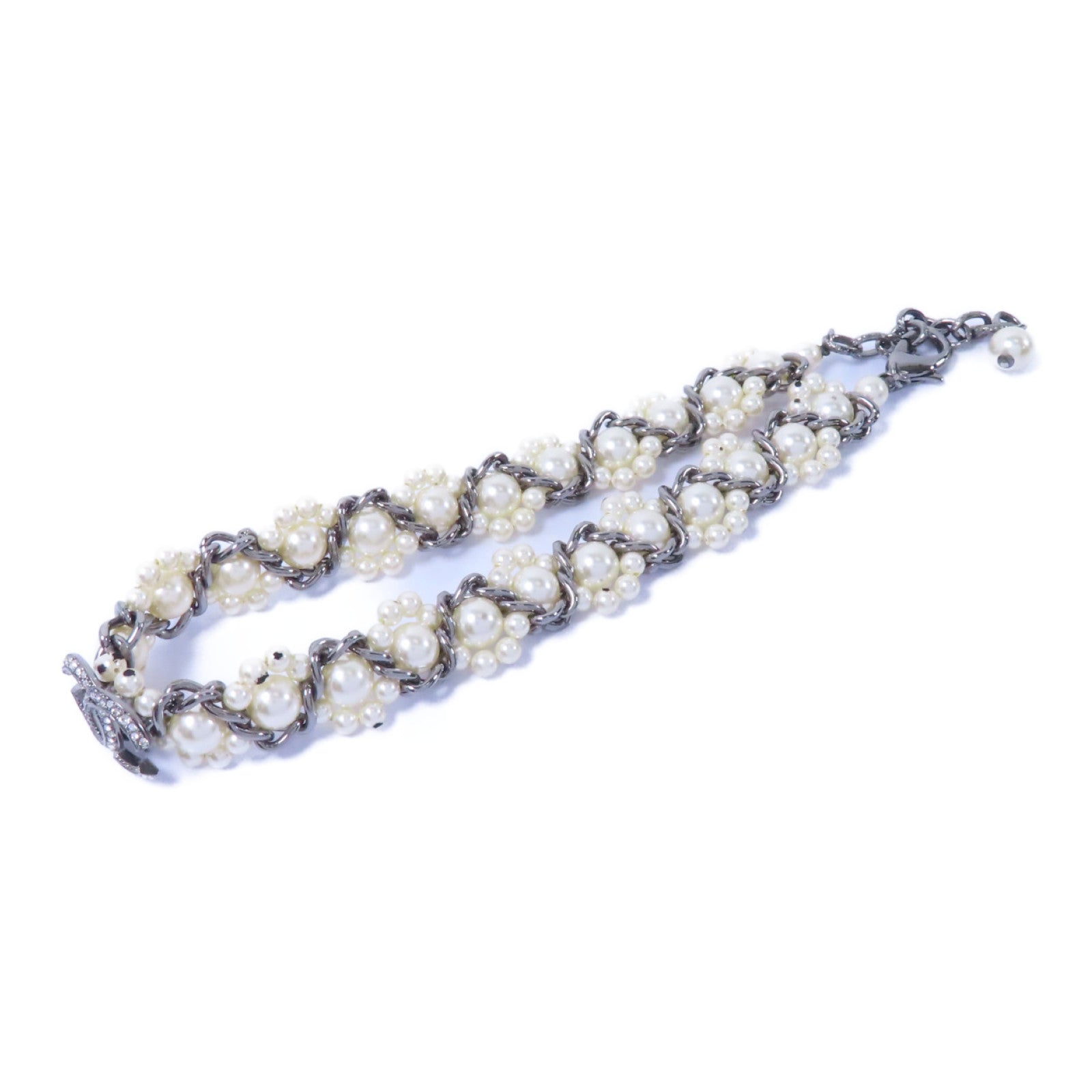 CHANEL 金屬Choker項鍊銀色/白色