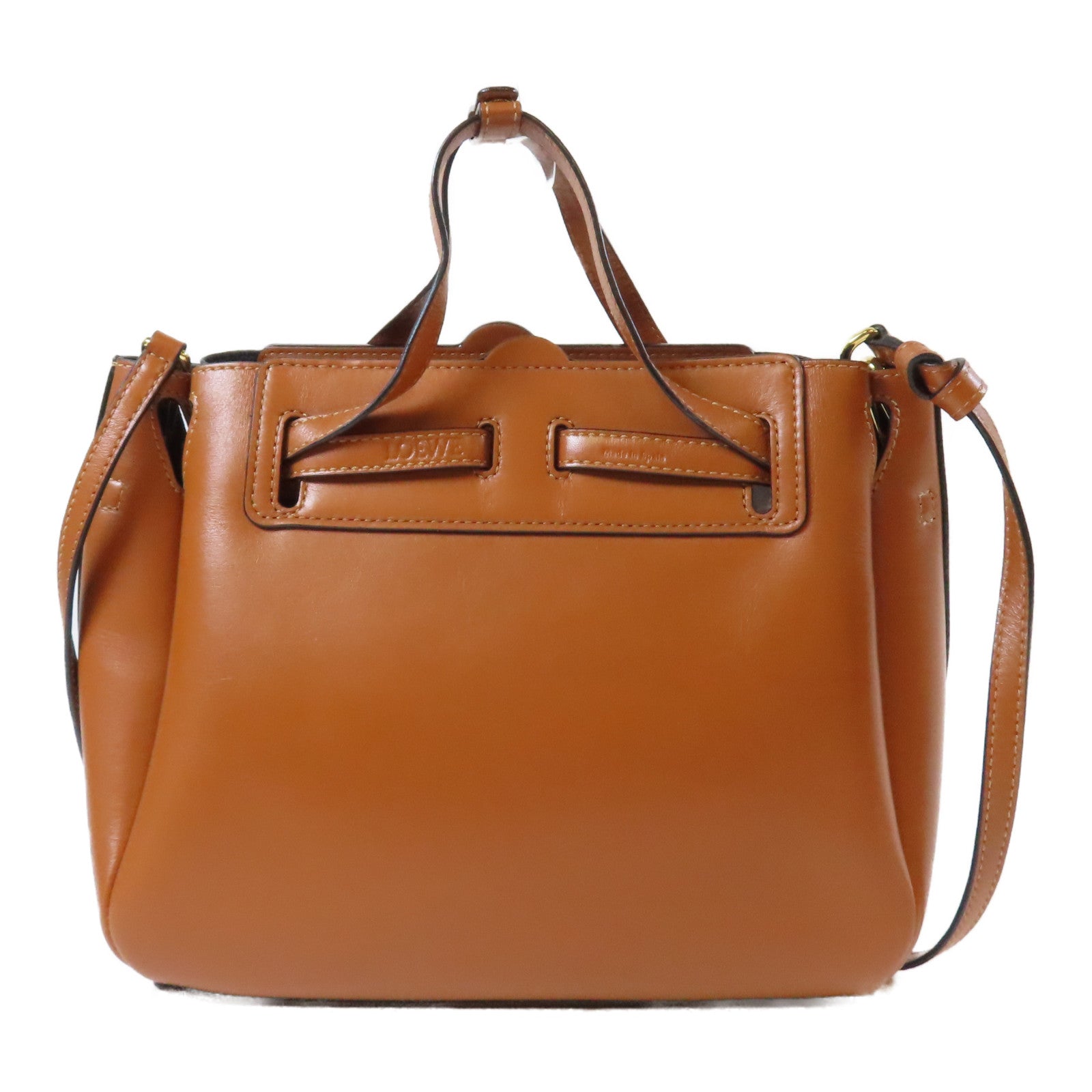 LOEWE 【激減優惠】牛皮皮革Lazo Bucket金扣手挽肩背兩用袋啡色