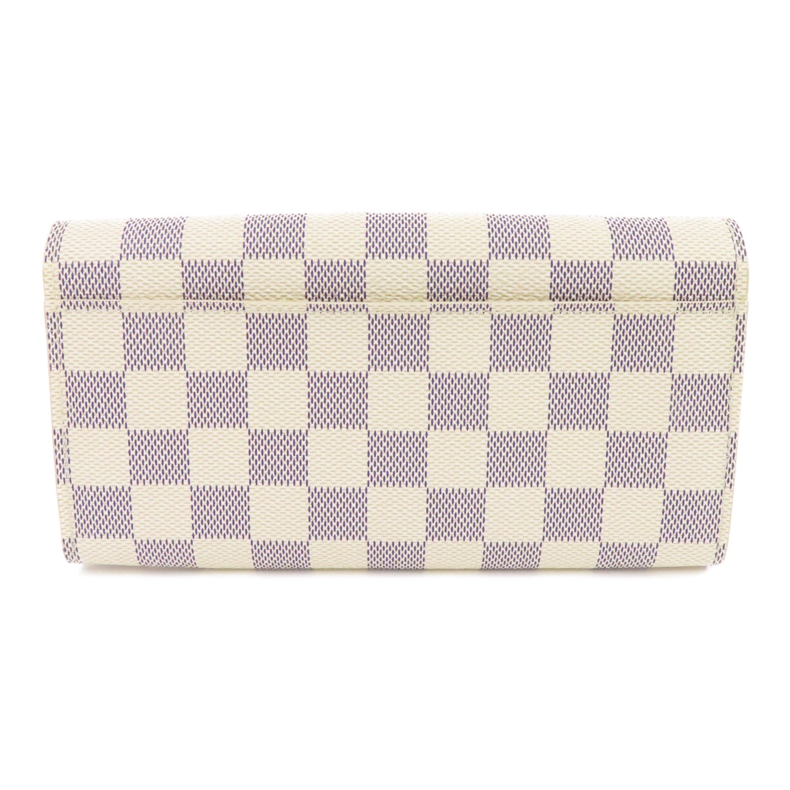 LOUIS VUITTON Damier Azur Sarah金扣長錢包白色