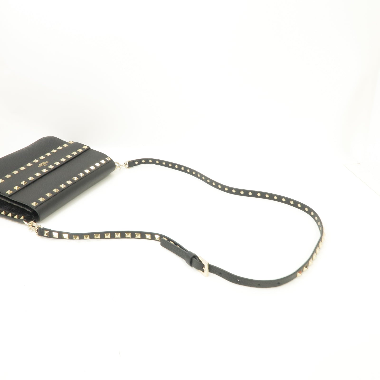 Valentino 牛皮皮革Garavani Rockstud金扣肩背袋黑色
