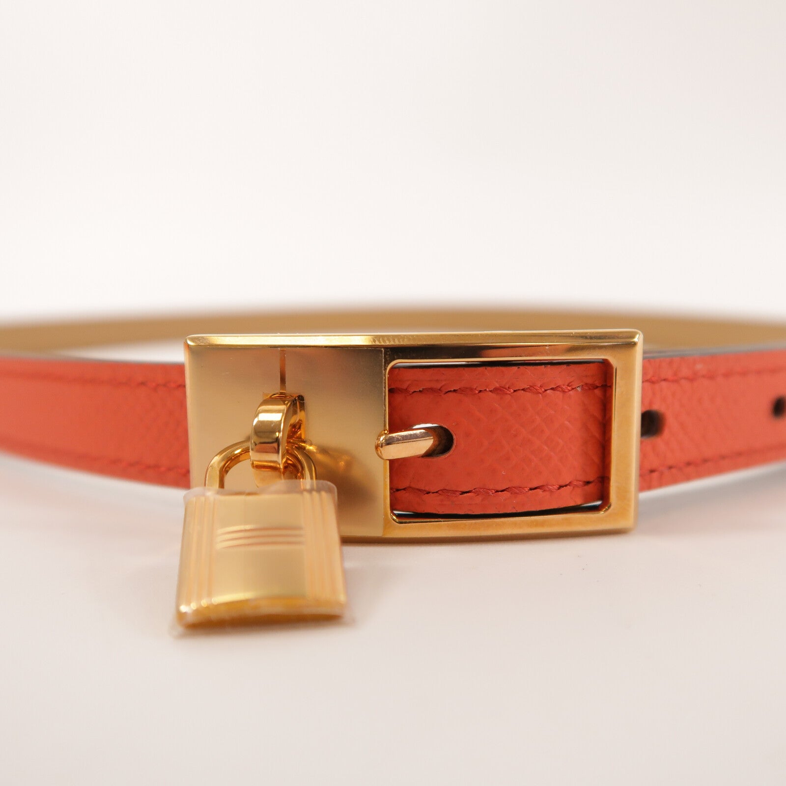 HERMES Swift皮革/Epsom皮革Lucky 15 Belt皮帶Rose Jaipur/Naturel