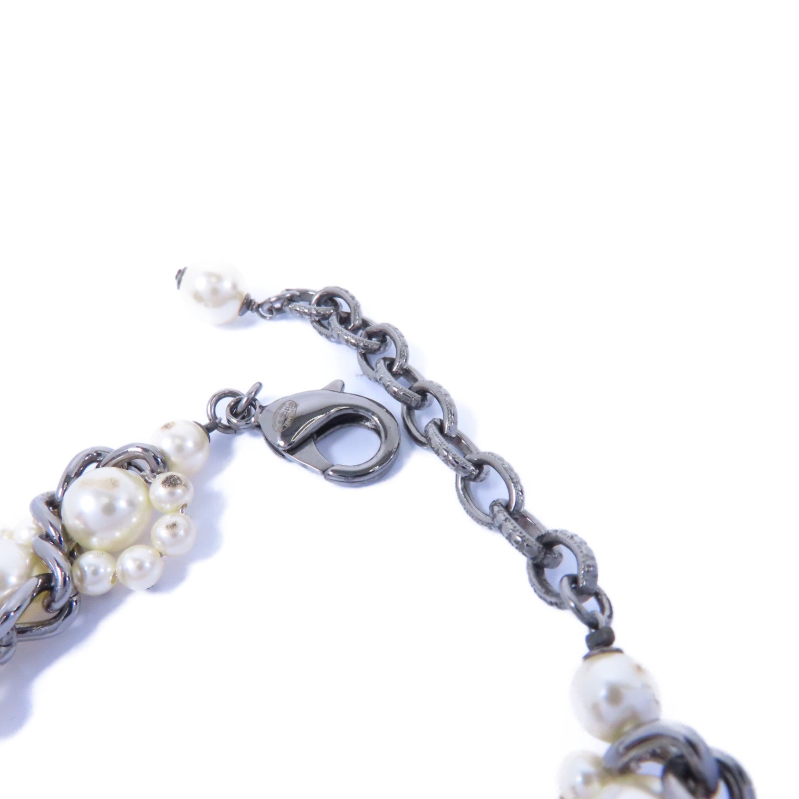 CHANEL 金屬Choker項鍊銀色/白色
