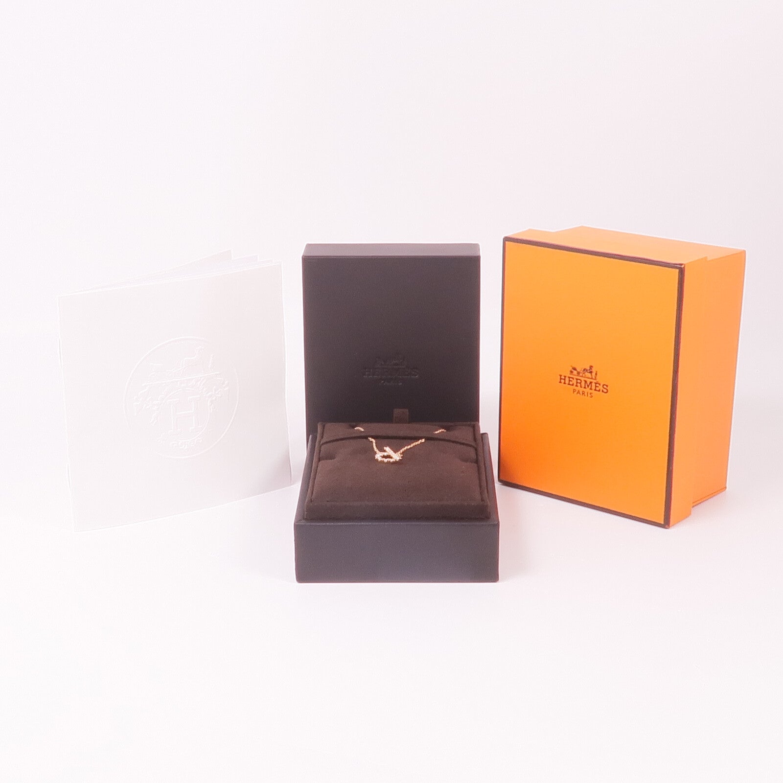 HERMES 18K玫瑰金Finesse Pendant鑽石項鍊