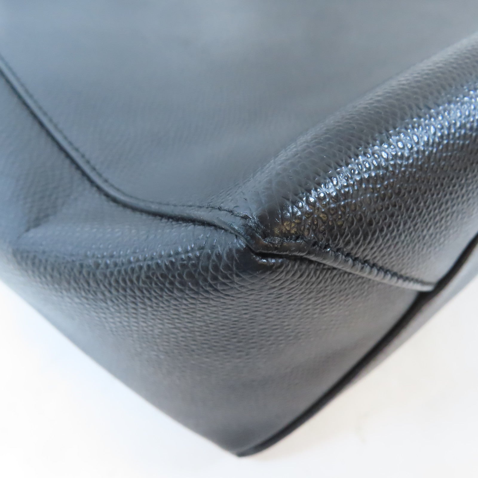 CELINE 牛皮皮革Handbag銀扣手挽袋黑色
