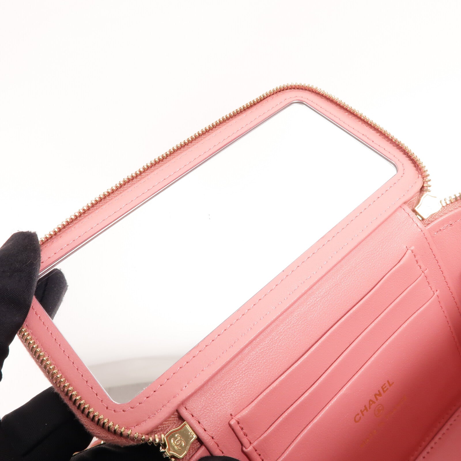 CHANEL 羊皮皮革Handle Vanity Case鏈帶手挽肩背兩用袋