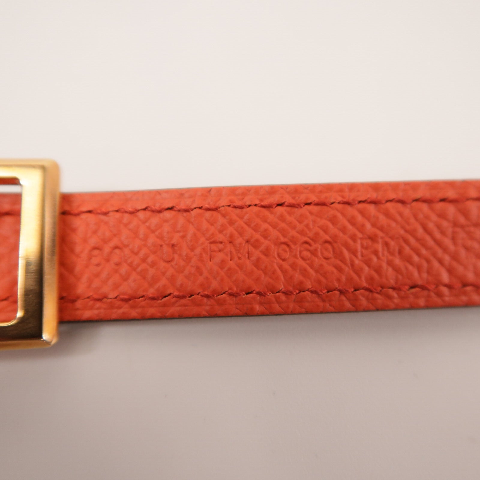 HERMES Swift皮革/Epsom皮革Lucky 15 Belt皮帶Rose Jaipur/Naturel