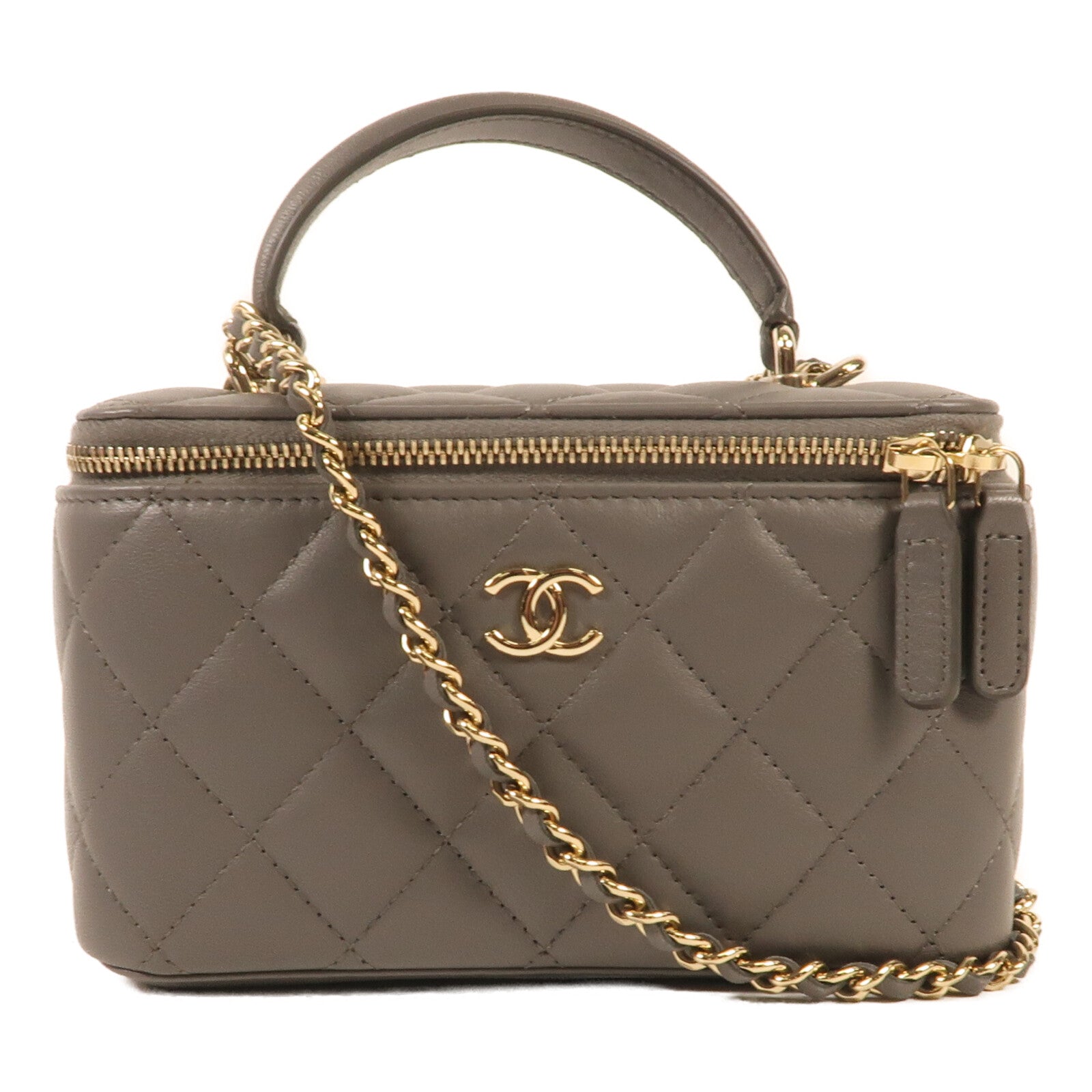 CHANEL 羊皮皮革Top-Handle Vanity Case金扣鏈帶肩背袋