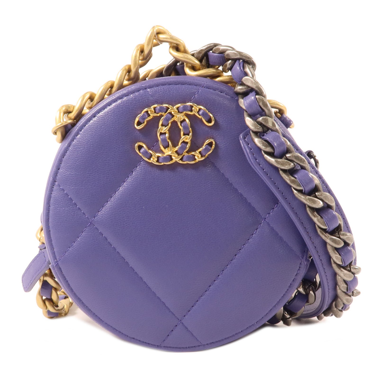 CHANEL 羊皮皮革Chanel 19 Round Clutch With Chain鏈帶肩背袋