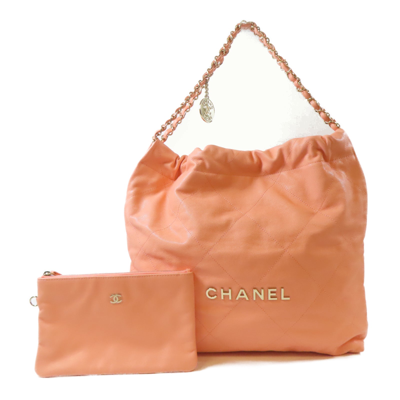 CHANEL 【激減優惠】菱格牛皮皮革Chain Shoulder金扣鏈帶肩背袋粉紅色