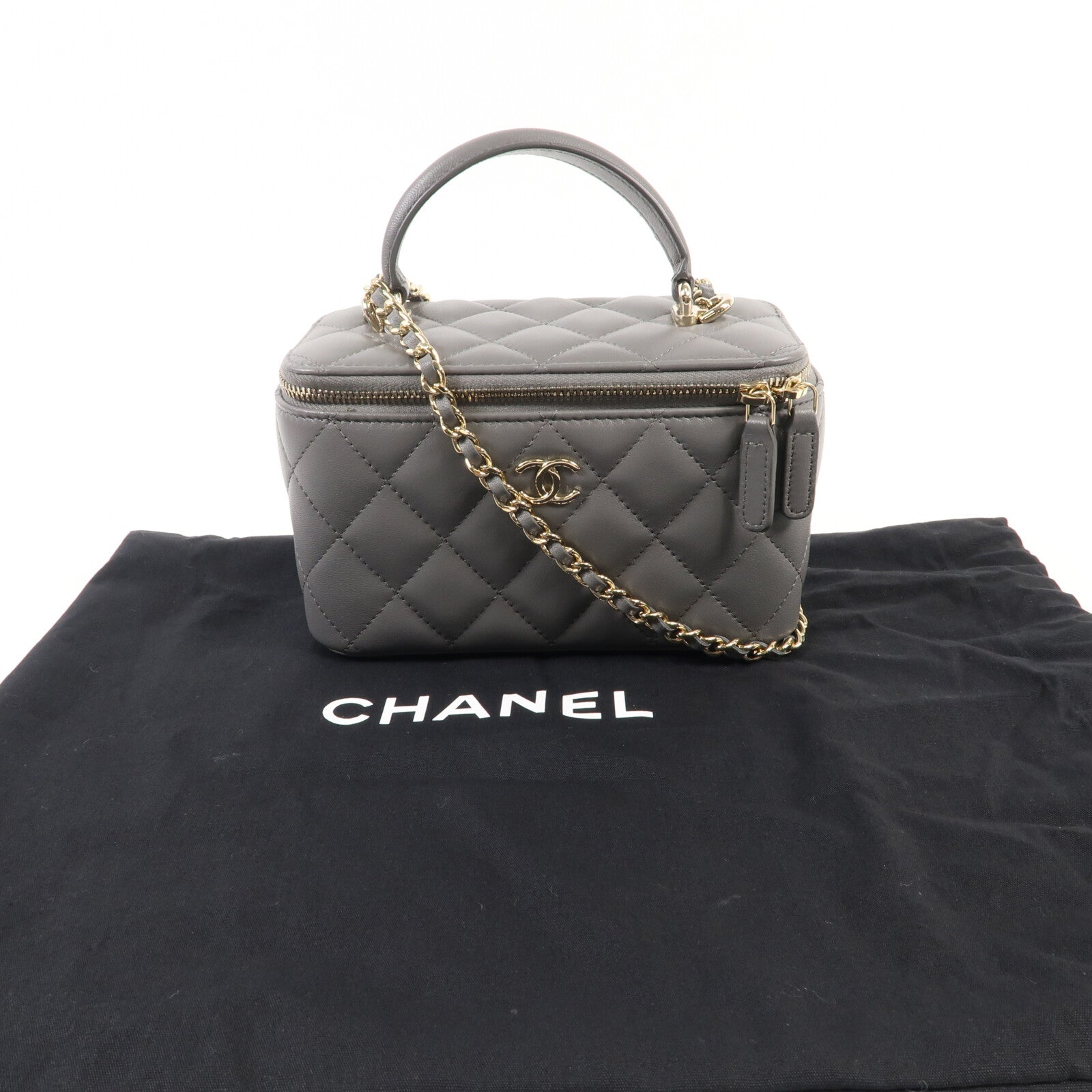 CHANEL 羊皮皮革Top-Handle Vanity Case金扣鏈帶肩背袋