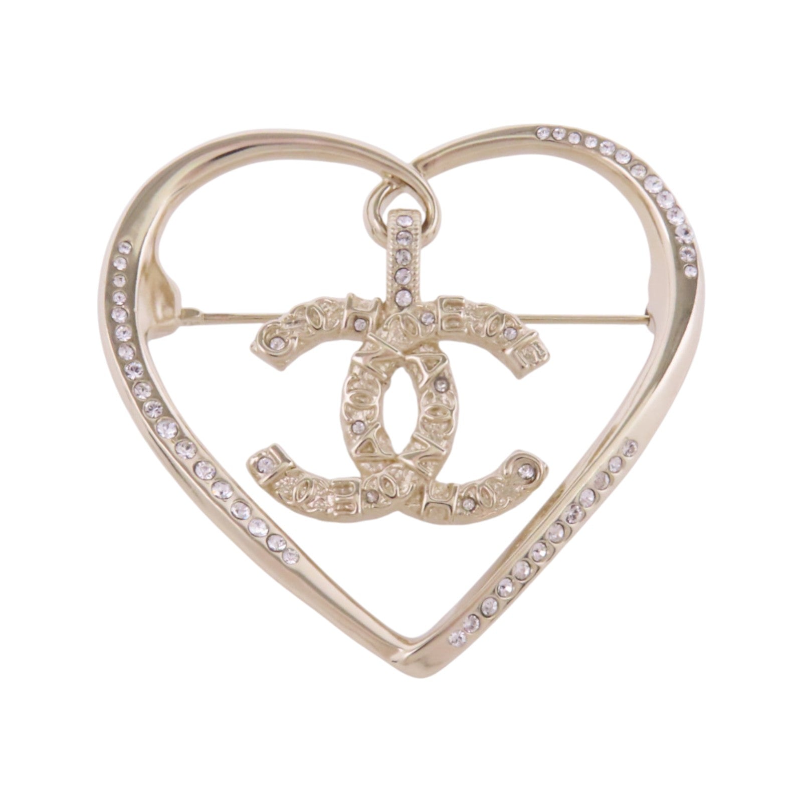 CHANEL 金屬/水鑽Brooch金扣胸針