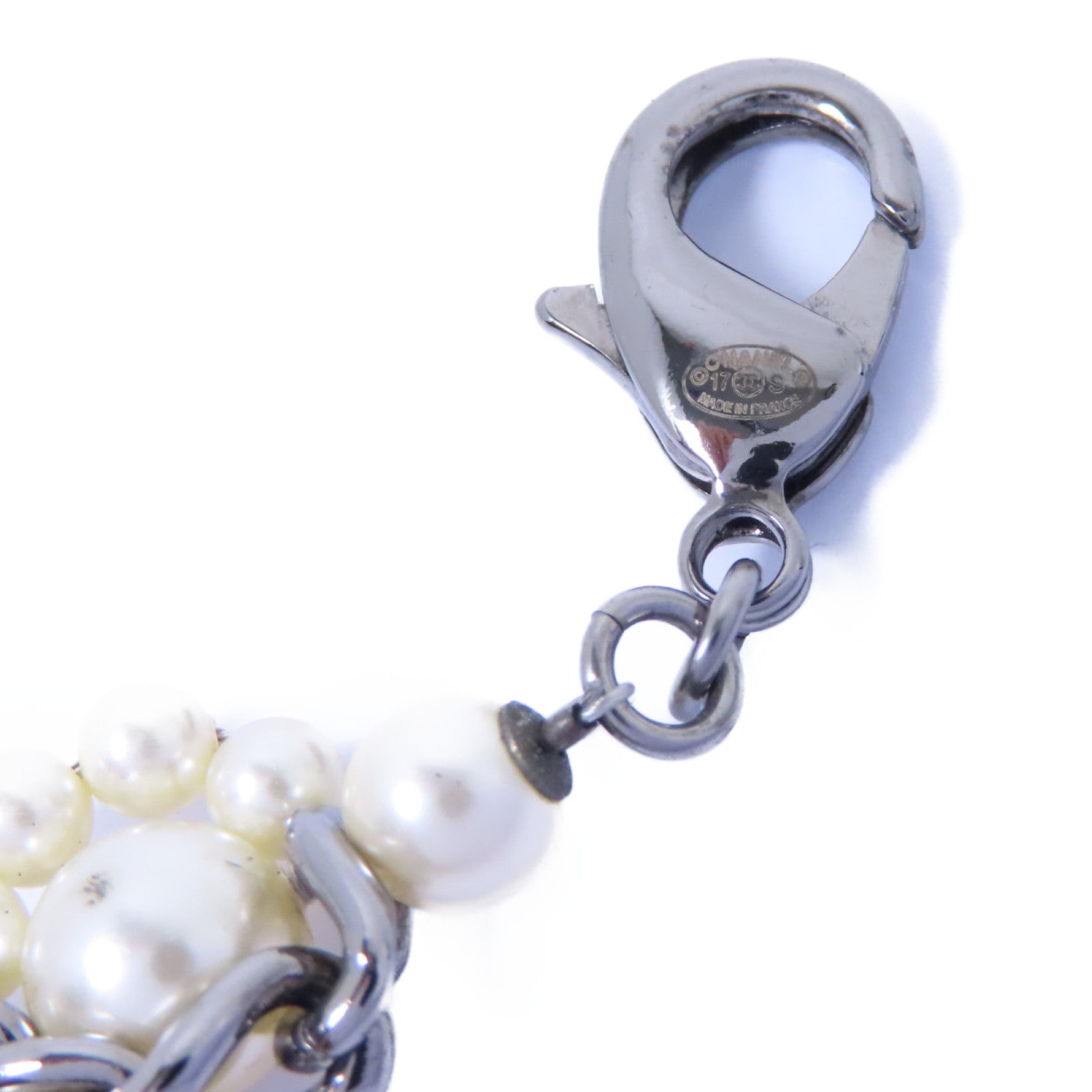 CHANEL 金屬Choker項鍊銀色/白色