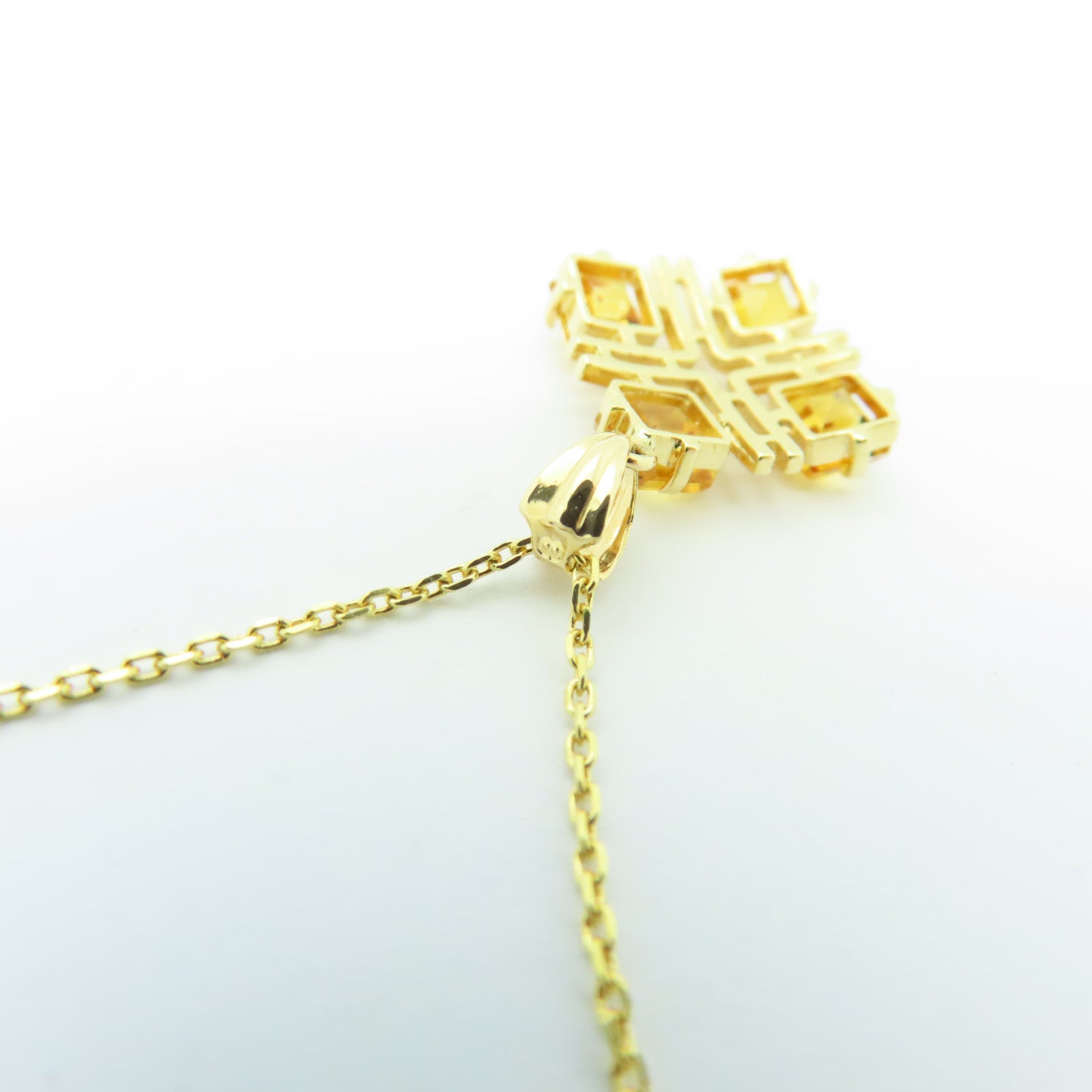 JEWELRY 【激減優惠】18K黃金Crystal Necklace水晶項鍊黃色